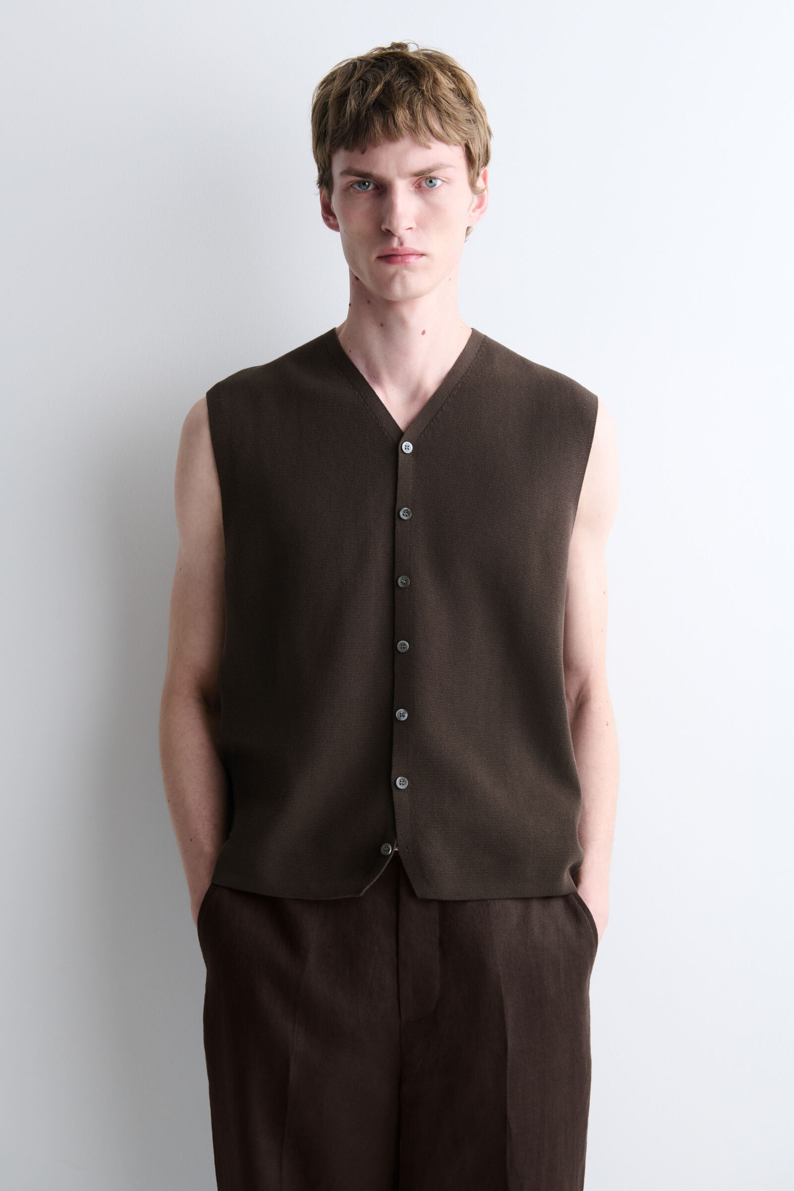 MILANO-KNIT WAISTCOATBROWN