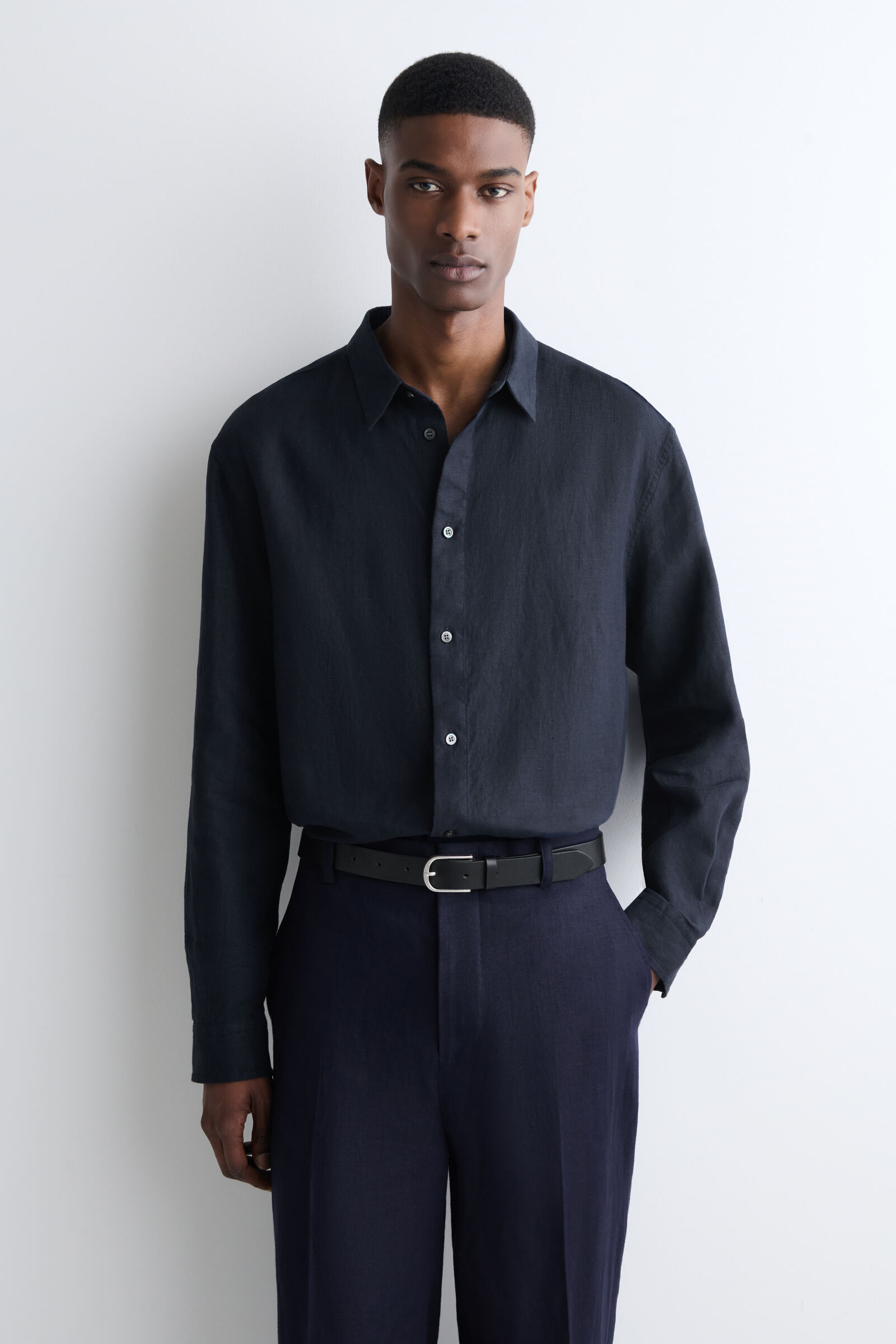 RELAXED LINEN SHIRTNAVY