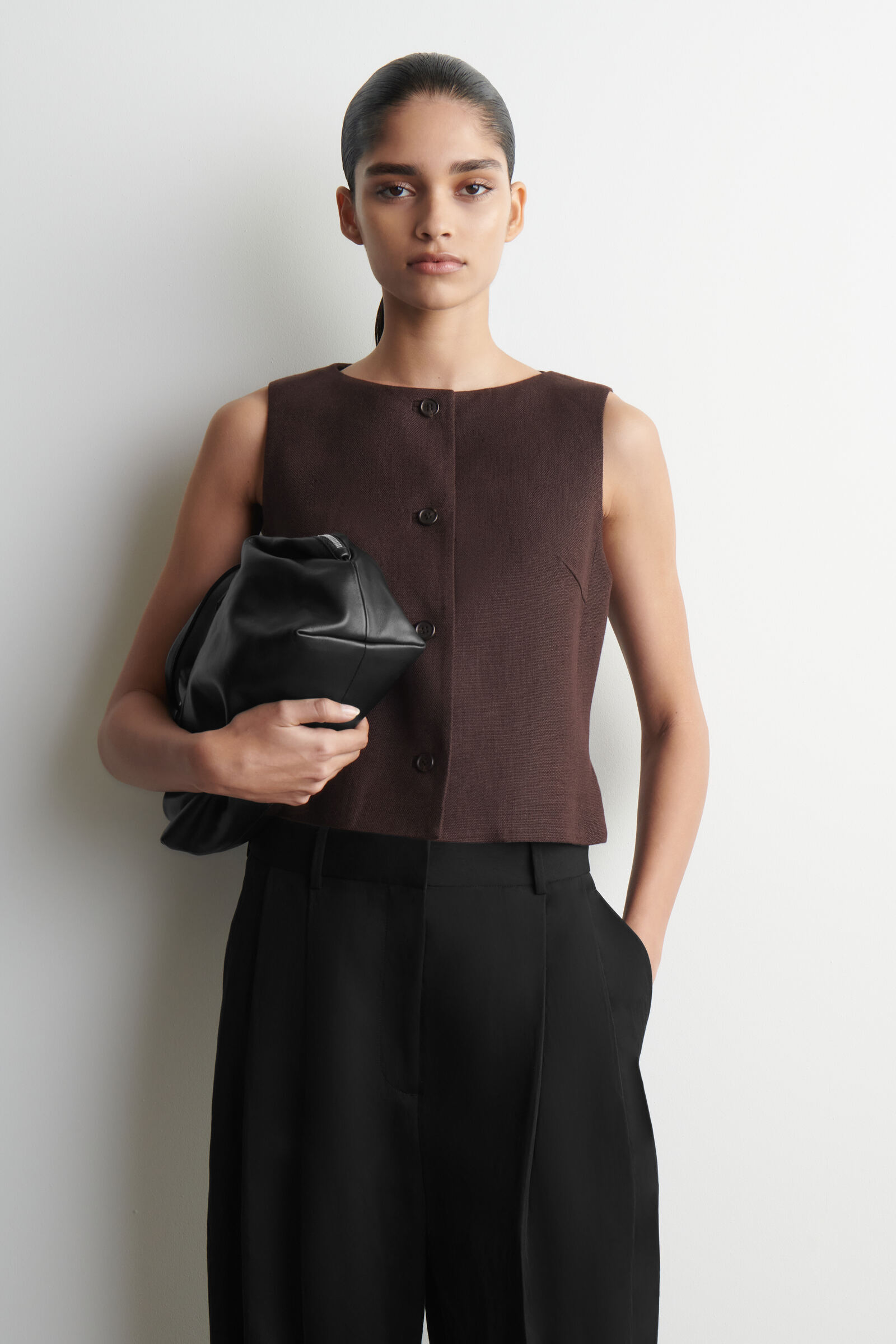 TAILORED WAISTCOATBROWN