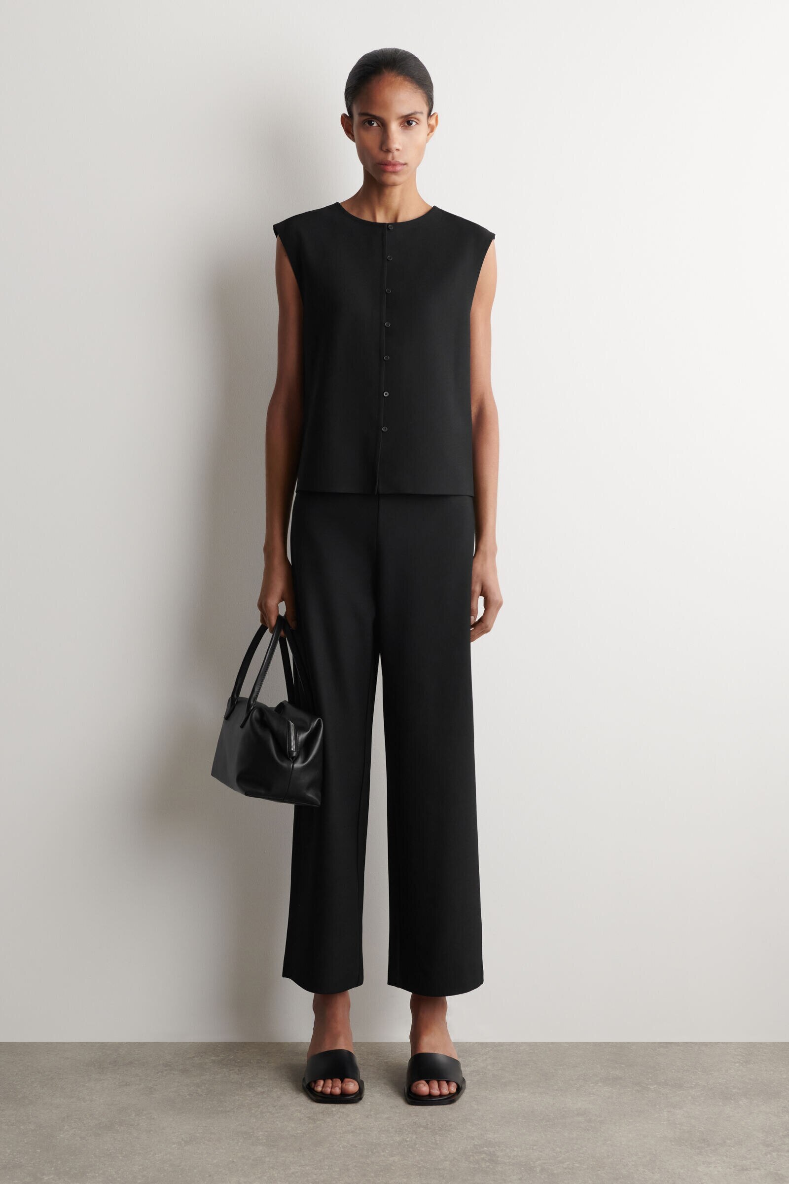 CROPPED STRAIGHT-LEG TROUSERSBLACK