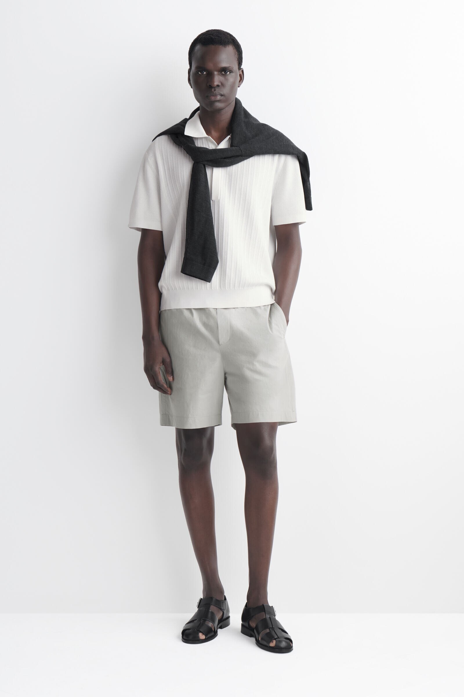 ELASTICATED COTTON SHORTSGREY