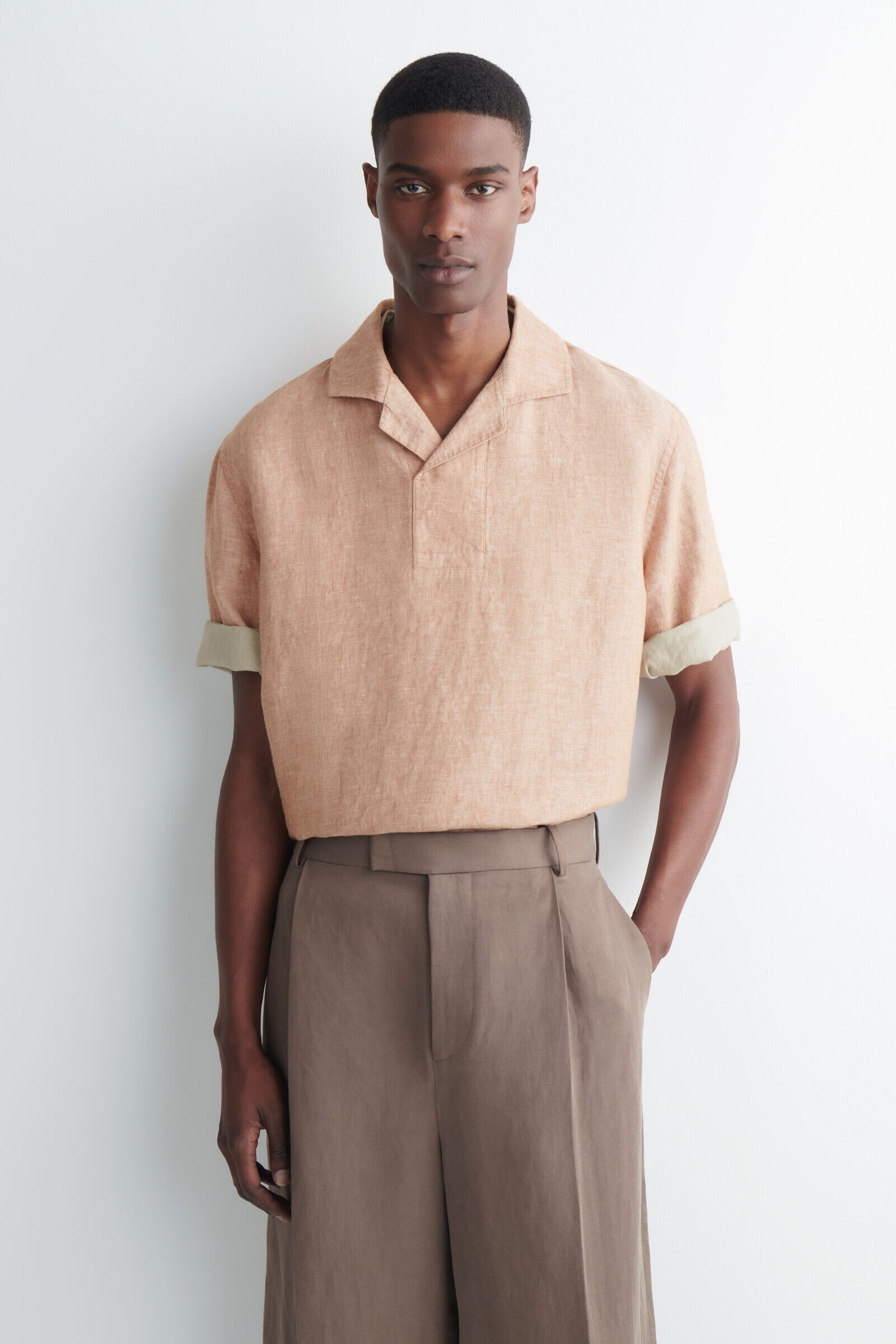 LINEN POPOVER SHIRTORANGE MÉLANGE