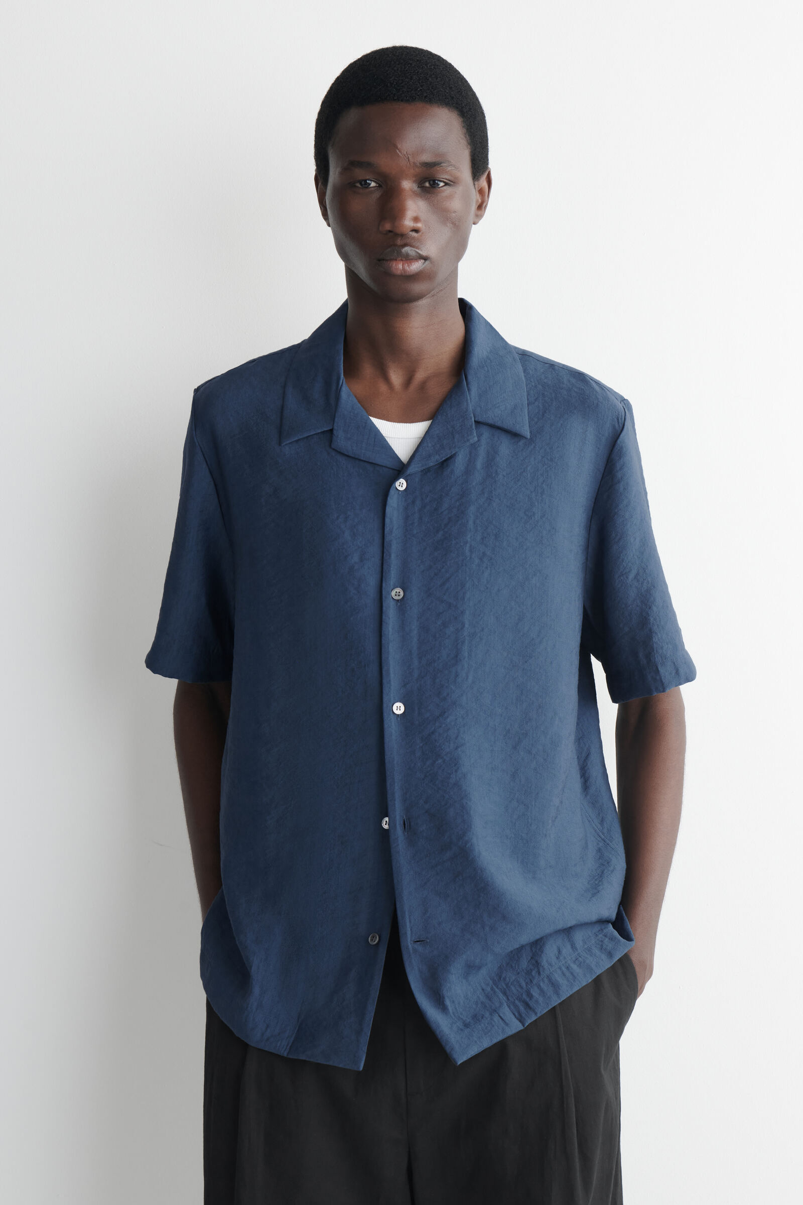 CAMP-COLLAR SHIRTBLUE