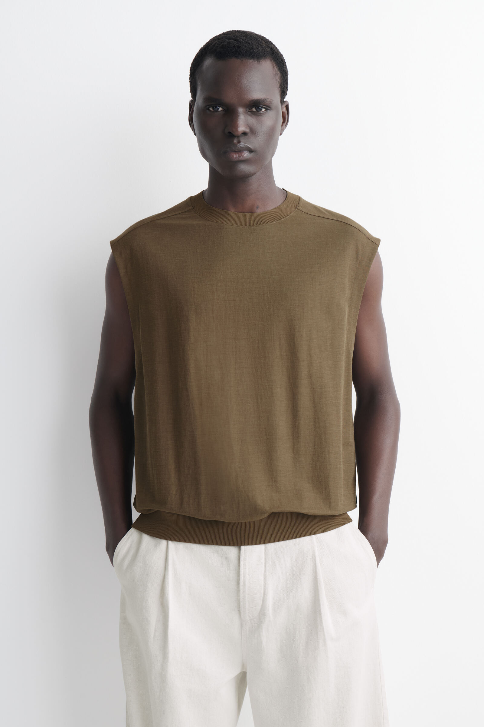 JERSEY TANK TOPDARK KHAKI