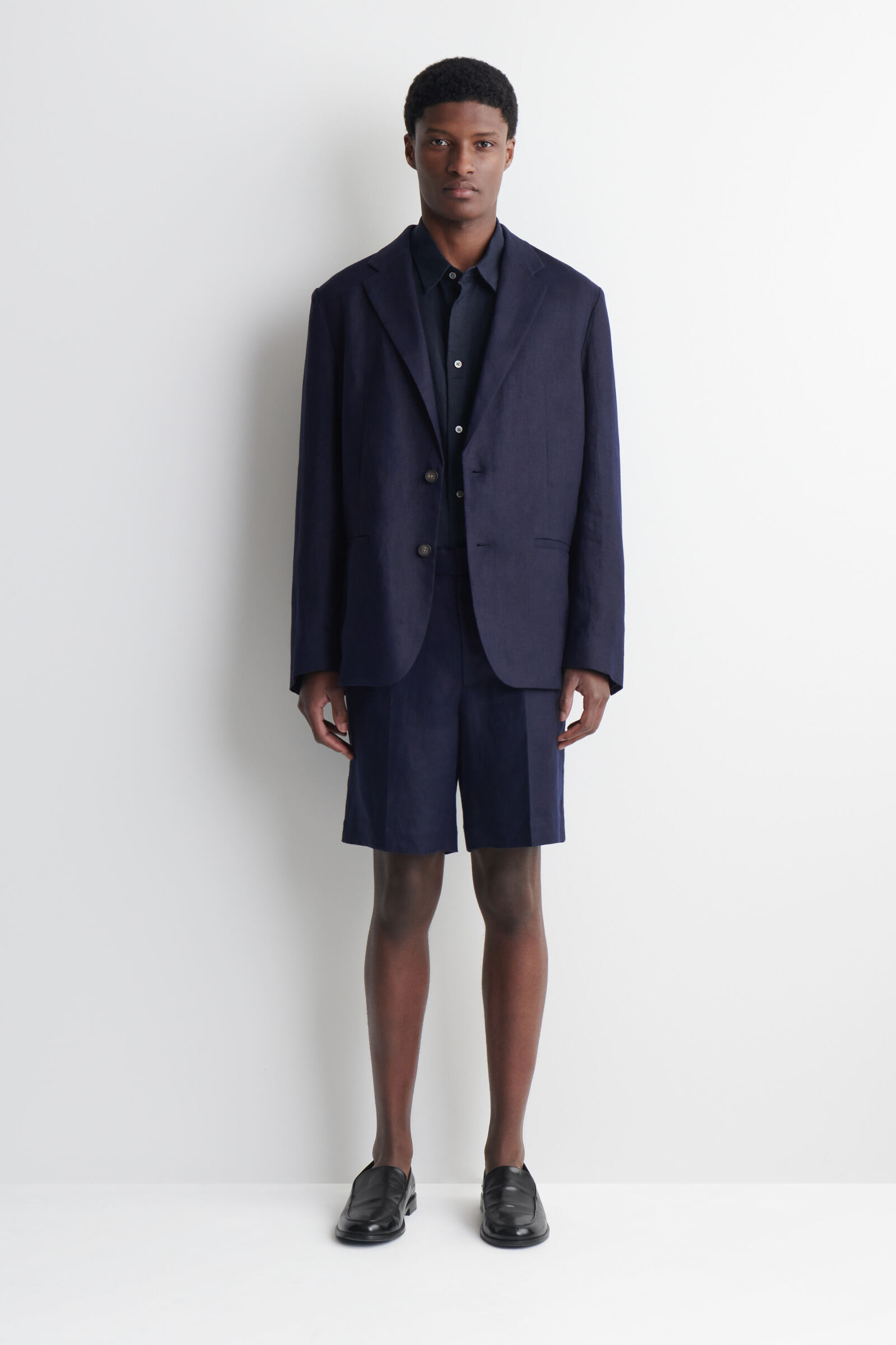 TAILORED LINEN SHORTSNAVY