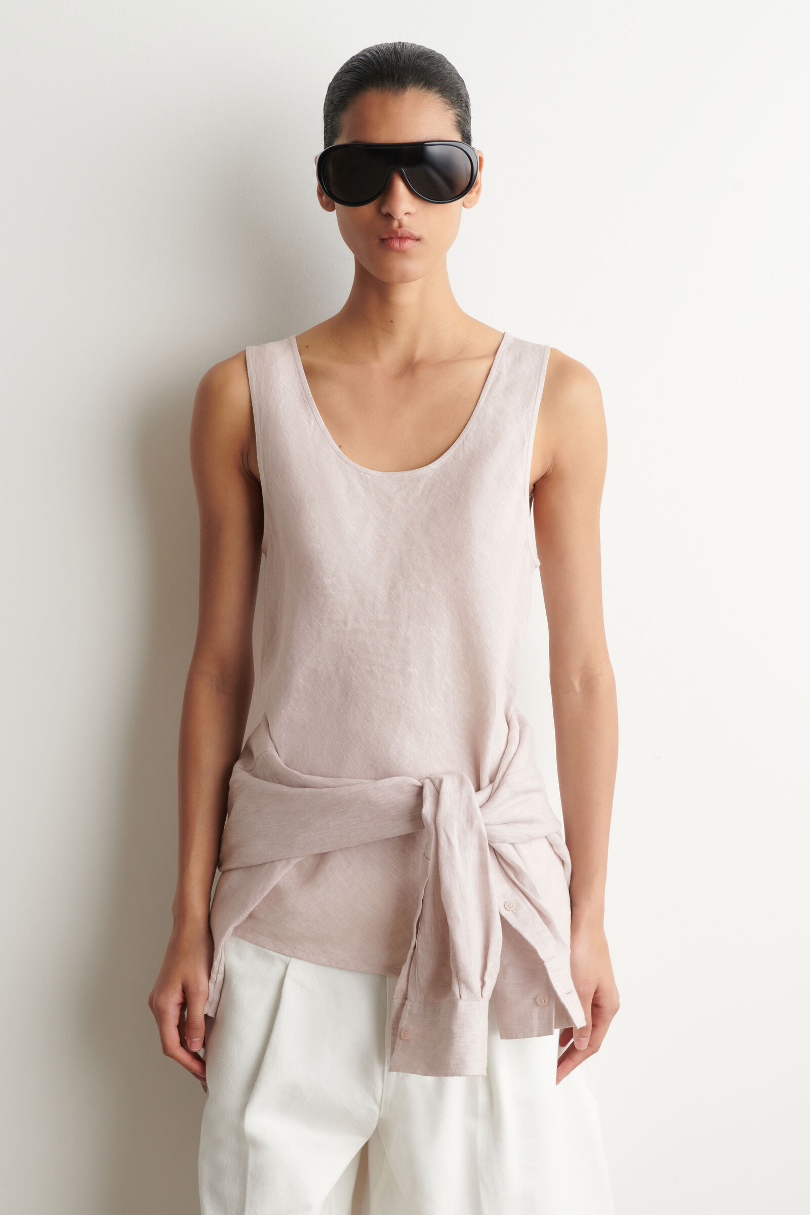 LINEN TANK TOPLIGHT PINK