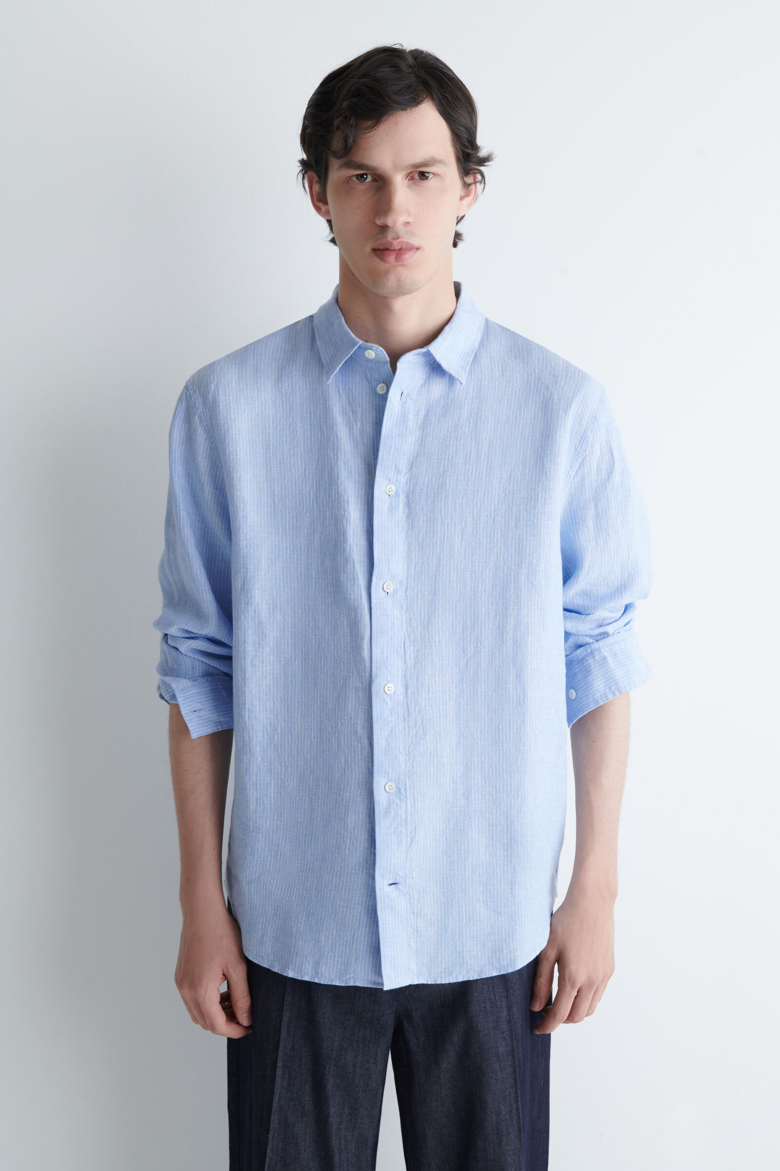RELAXED LINEN SHIRTLIGHT BLUE / STRIPED