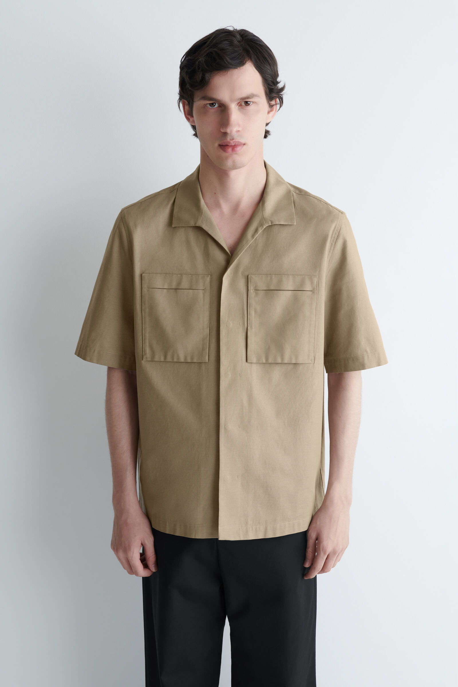 TEXTURED-COTTON UTILITY SHIRTBEIGE