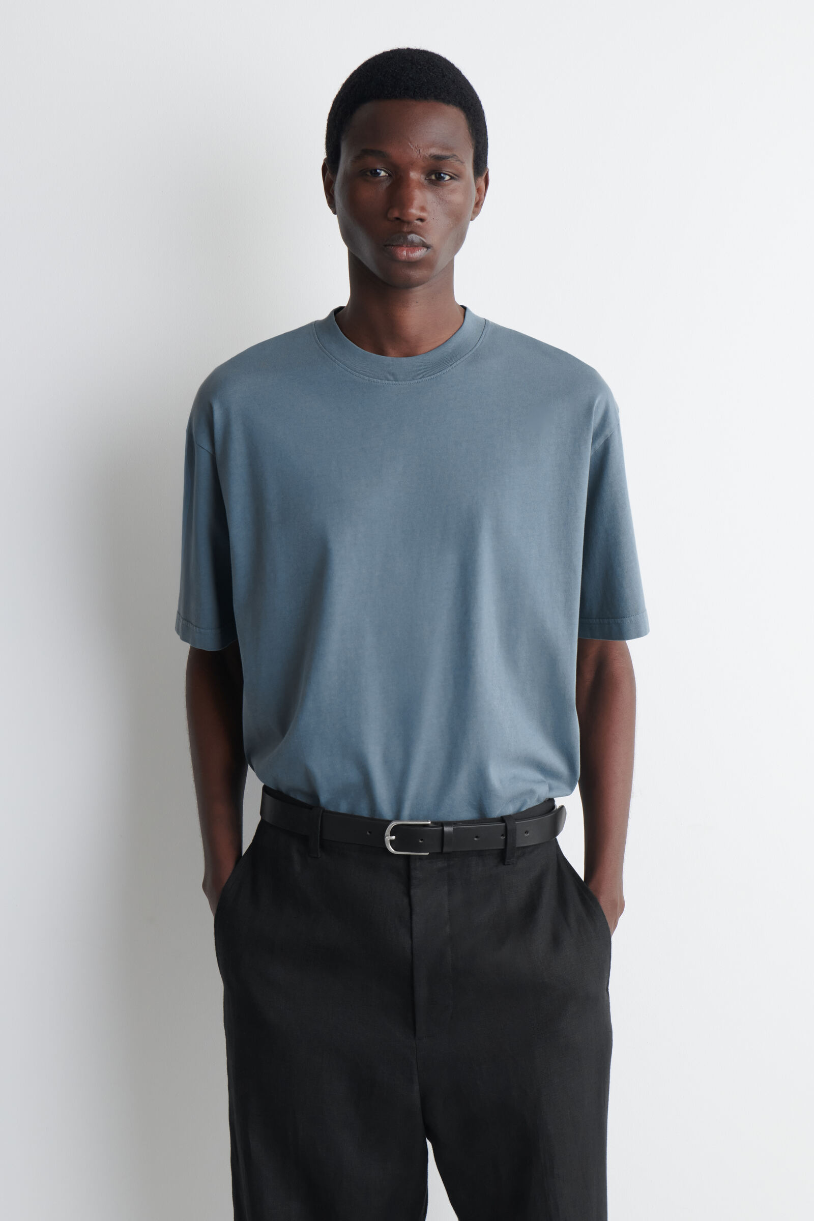 RELAXED LIGHTWEIGHT COTTON T-SHIRTSTEEL BLUE