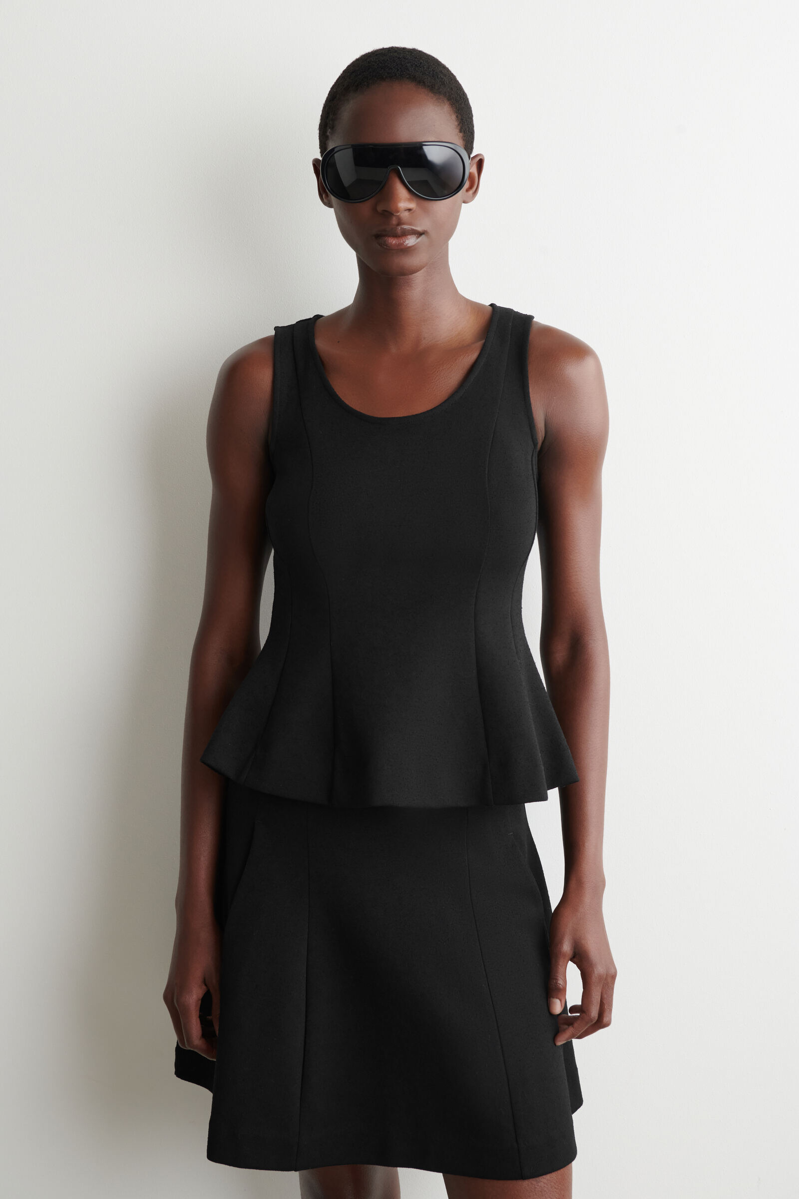 SCULPTED PANELLED JERSEY TOPBLACK