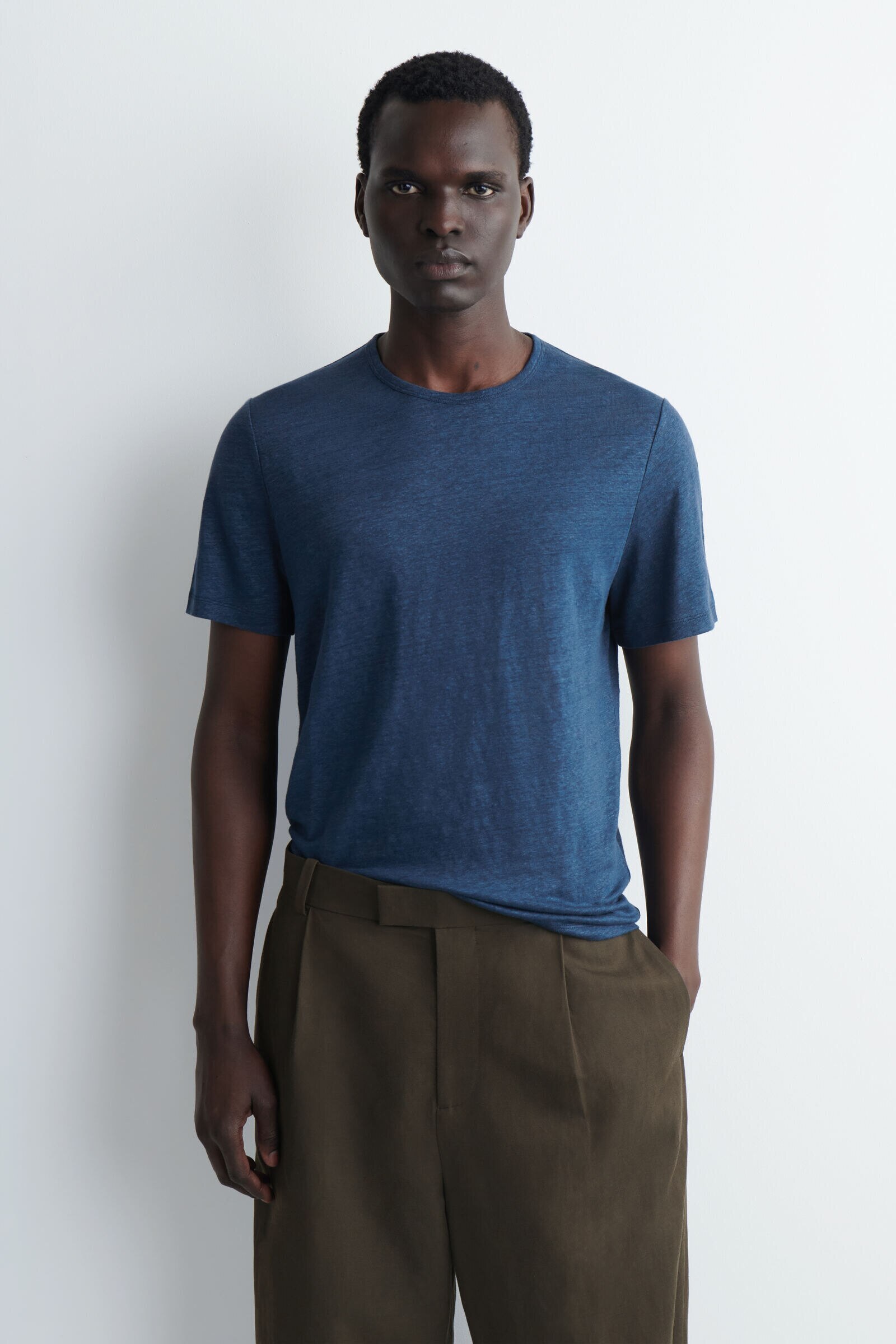 LINEN-JERSEY T-SHIRTNAVY