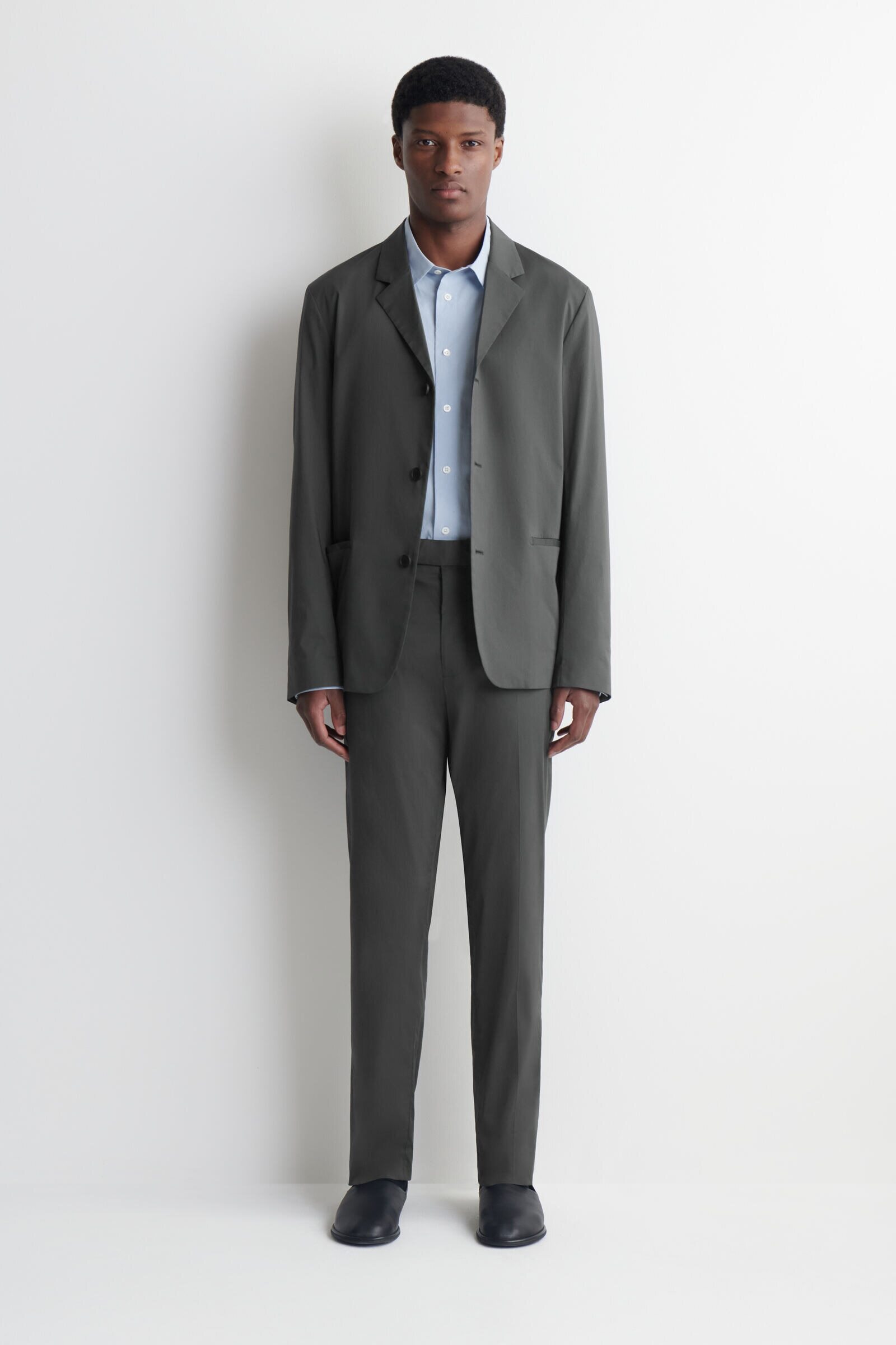 COTTON SLIM-FIT TROUSERSDARK GREY