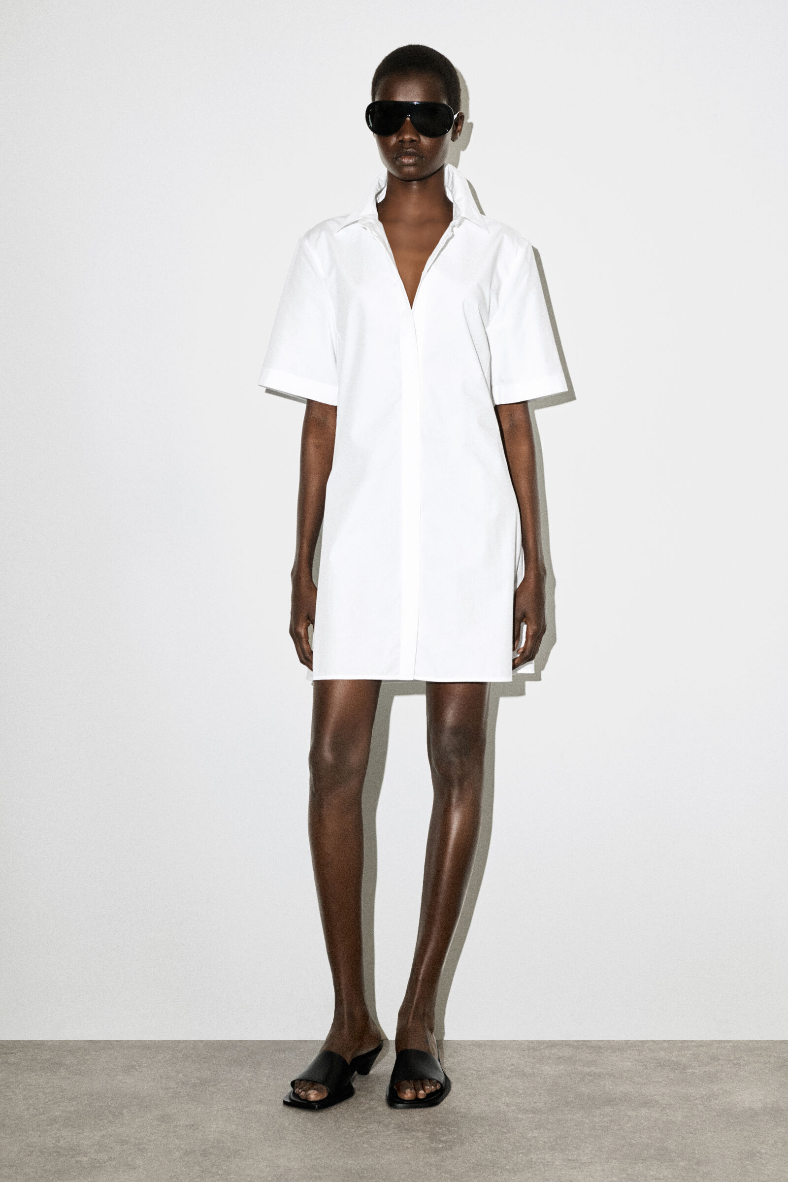 CLASSIC COTTON MINI SHIRT DRESSWHITE