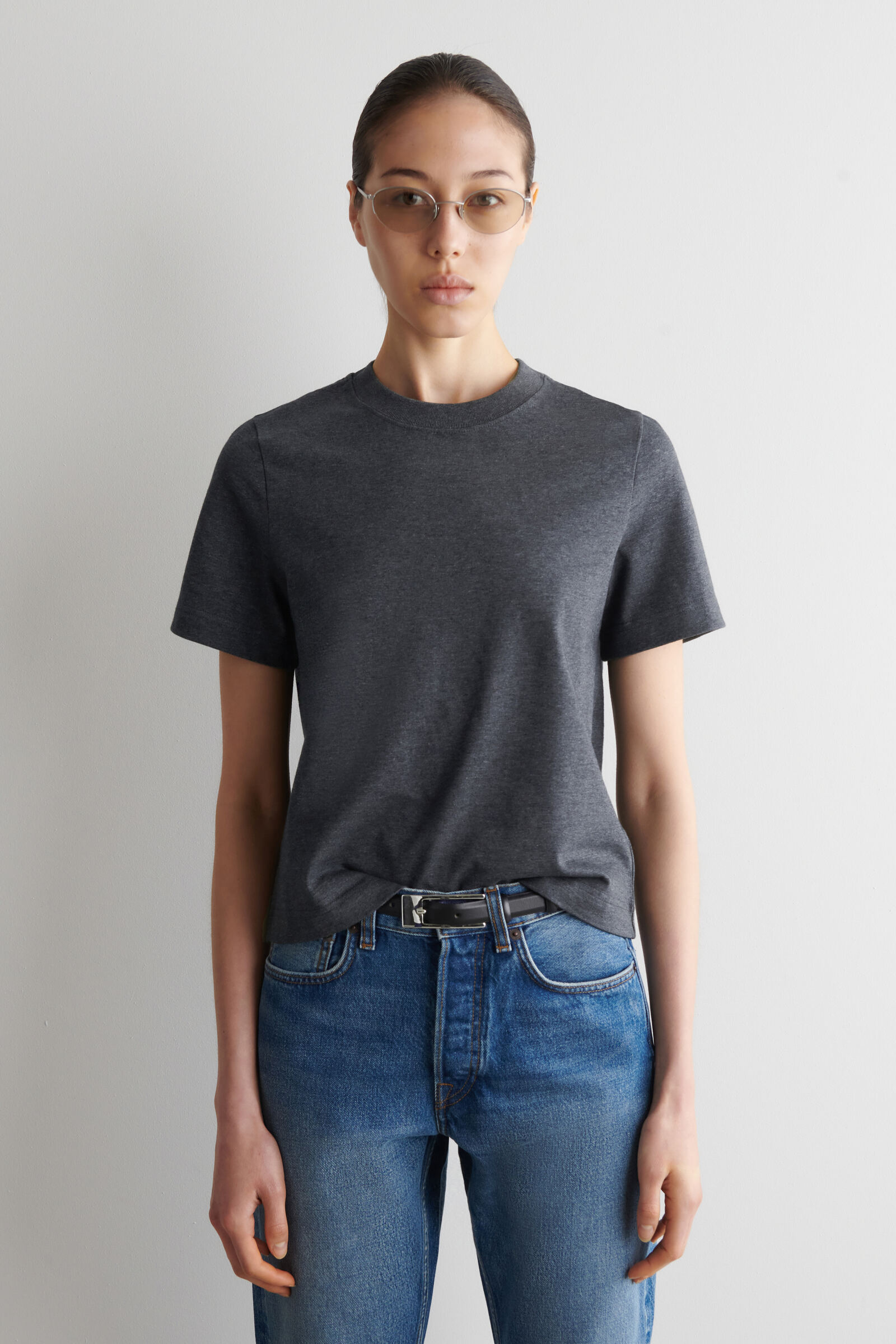 CLEAN CUT T-SHIRTDARK-GREY MÉLANGE