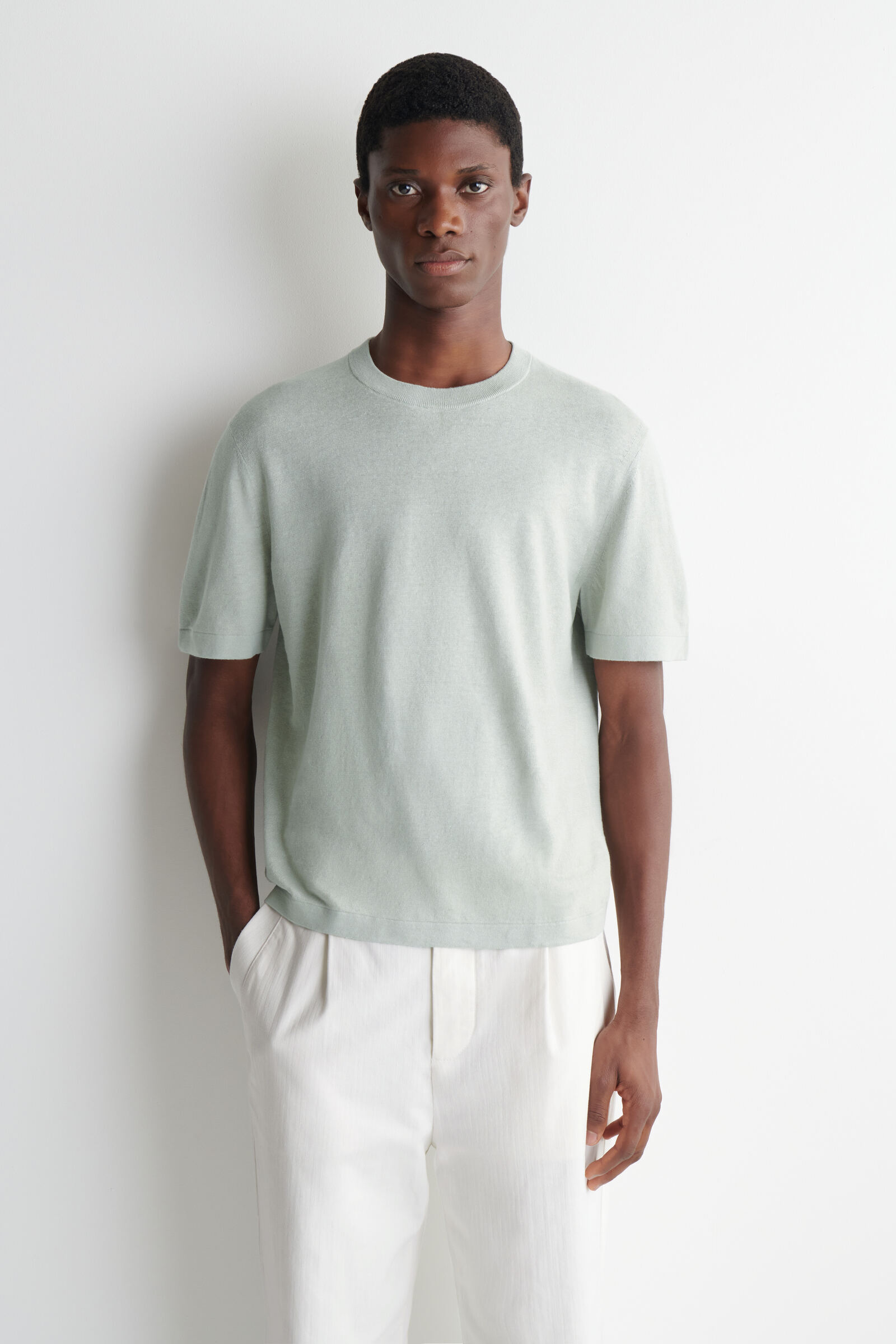 KNITTED LINEN T-SHIRTLIGHT GREEN