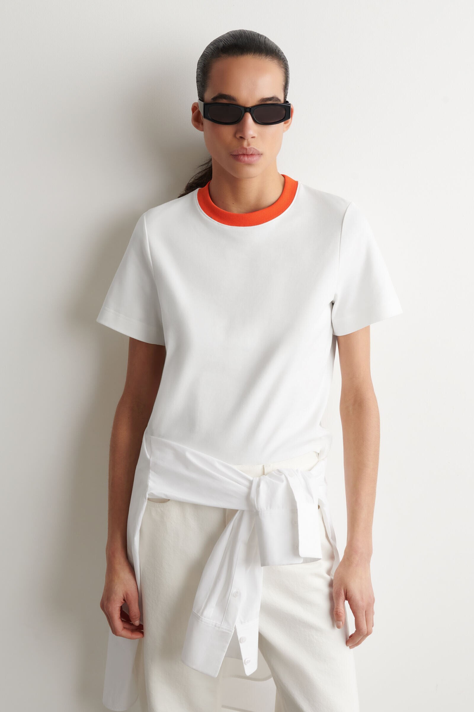 CLEAN CUT T-SHIRTWHITE / ORANGE