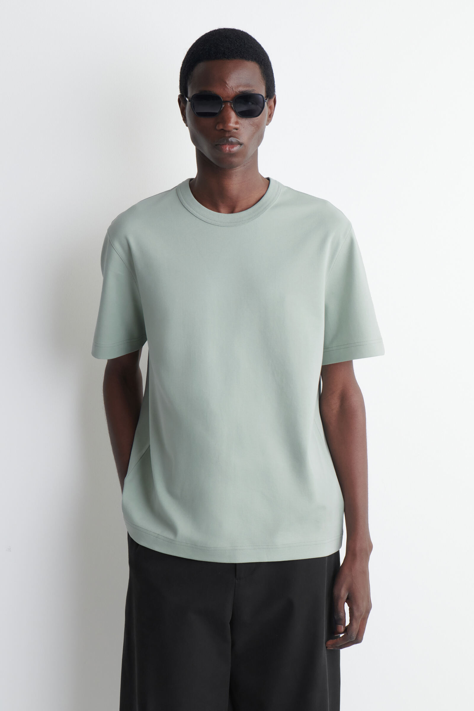 INTERLOCK COTTON CREW-NECK T-SHIRTLIGHT GREEN
