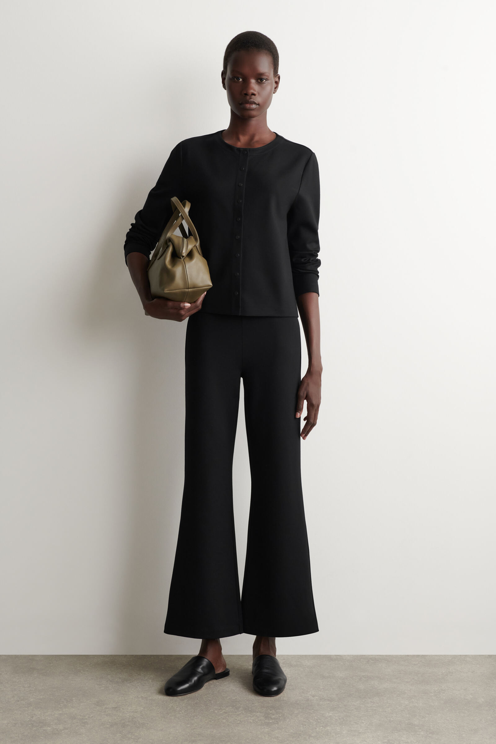 JERSEY FLARED TROUSERSBLACK