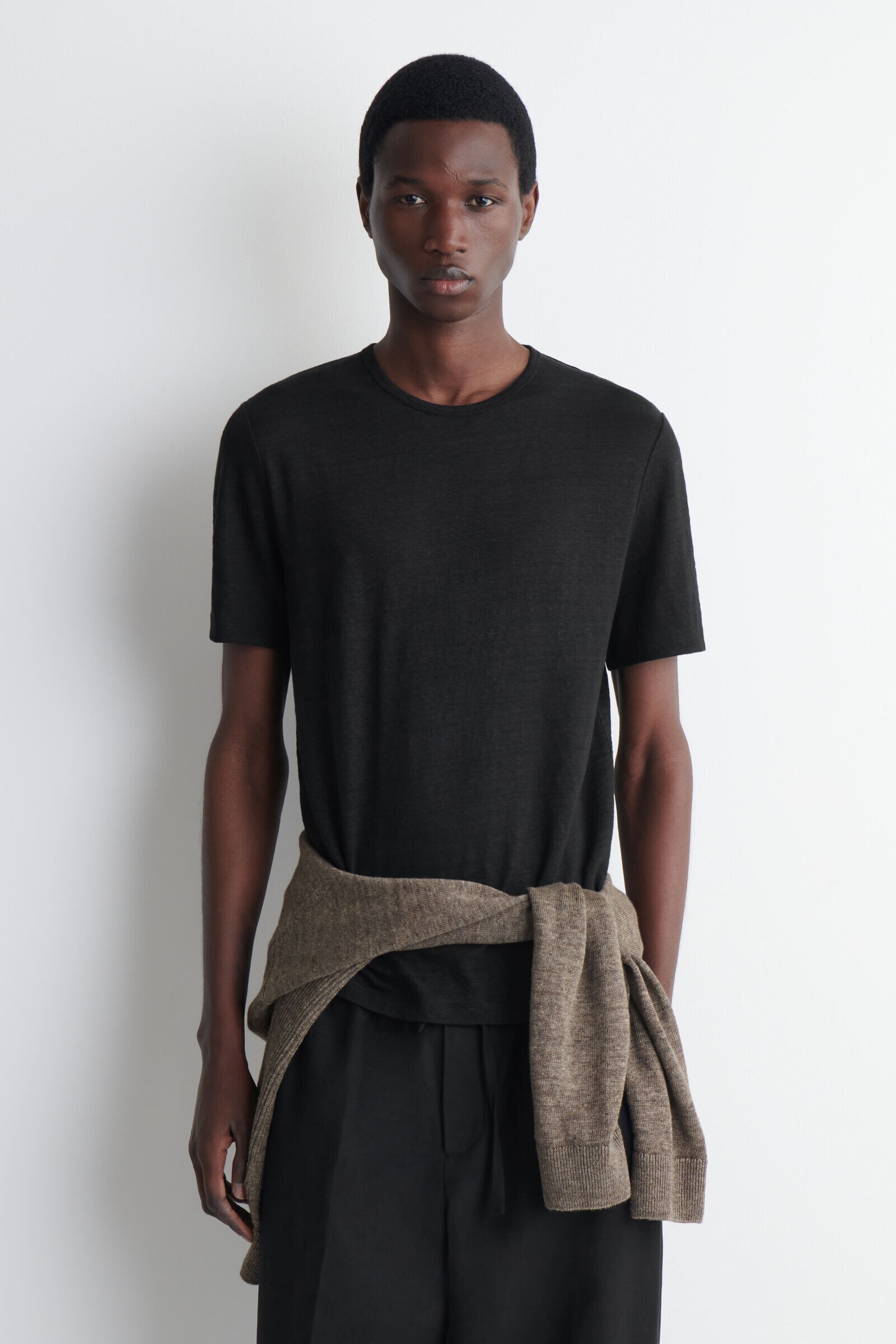 LINEN-JERSEY T-SHIRTBLACK