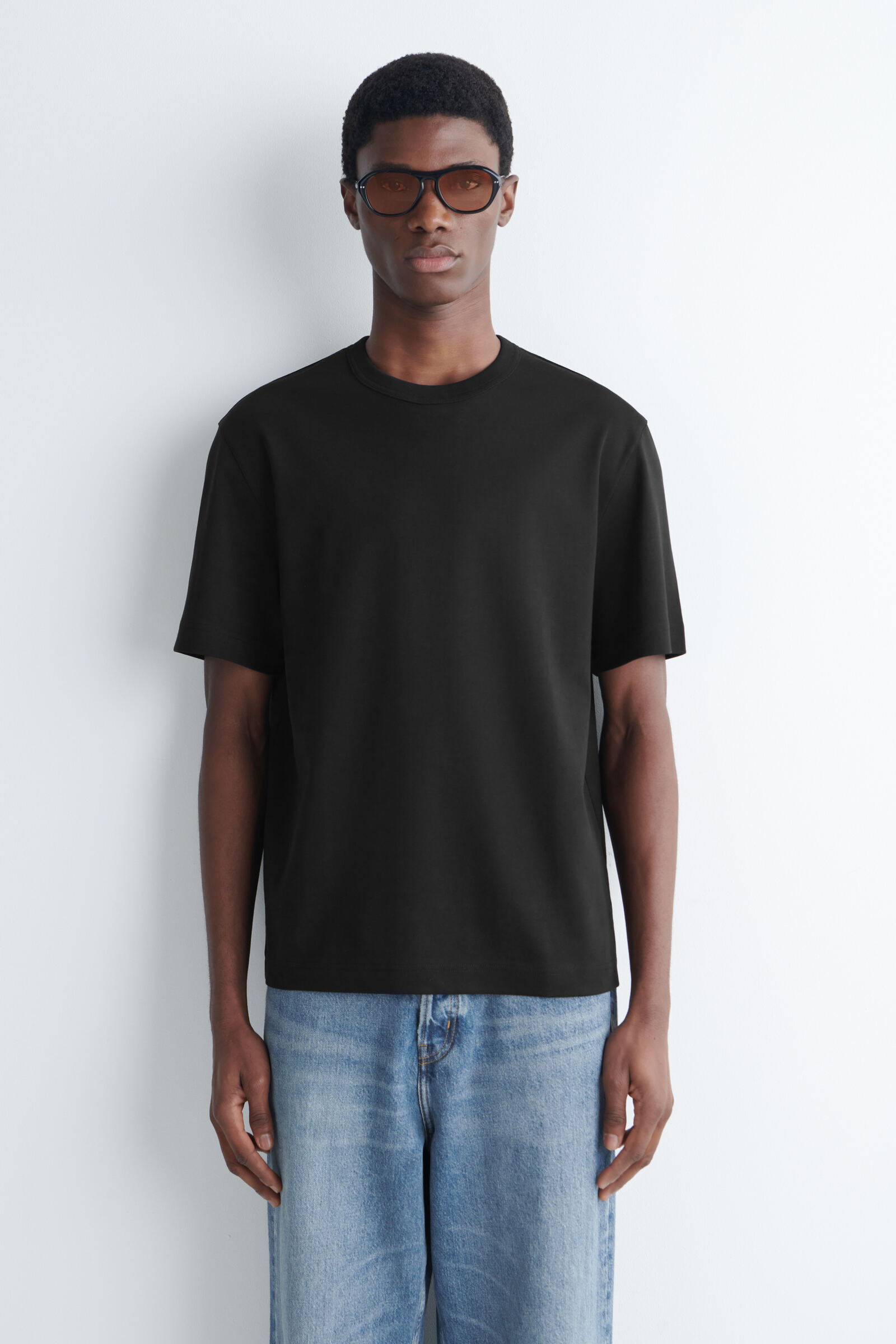 INTERLOCK COTTON CREW-NECK T-SHIRTBLACK