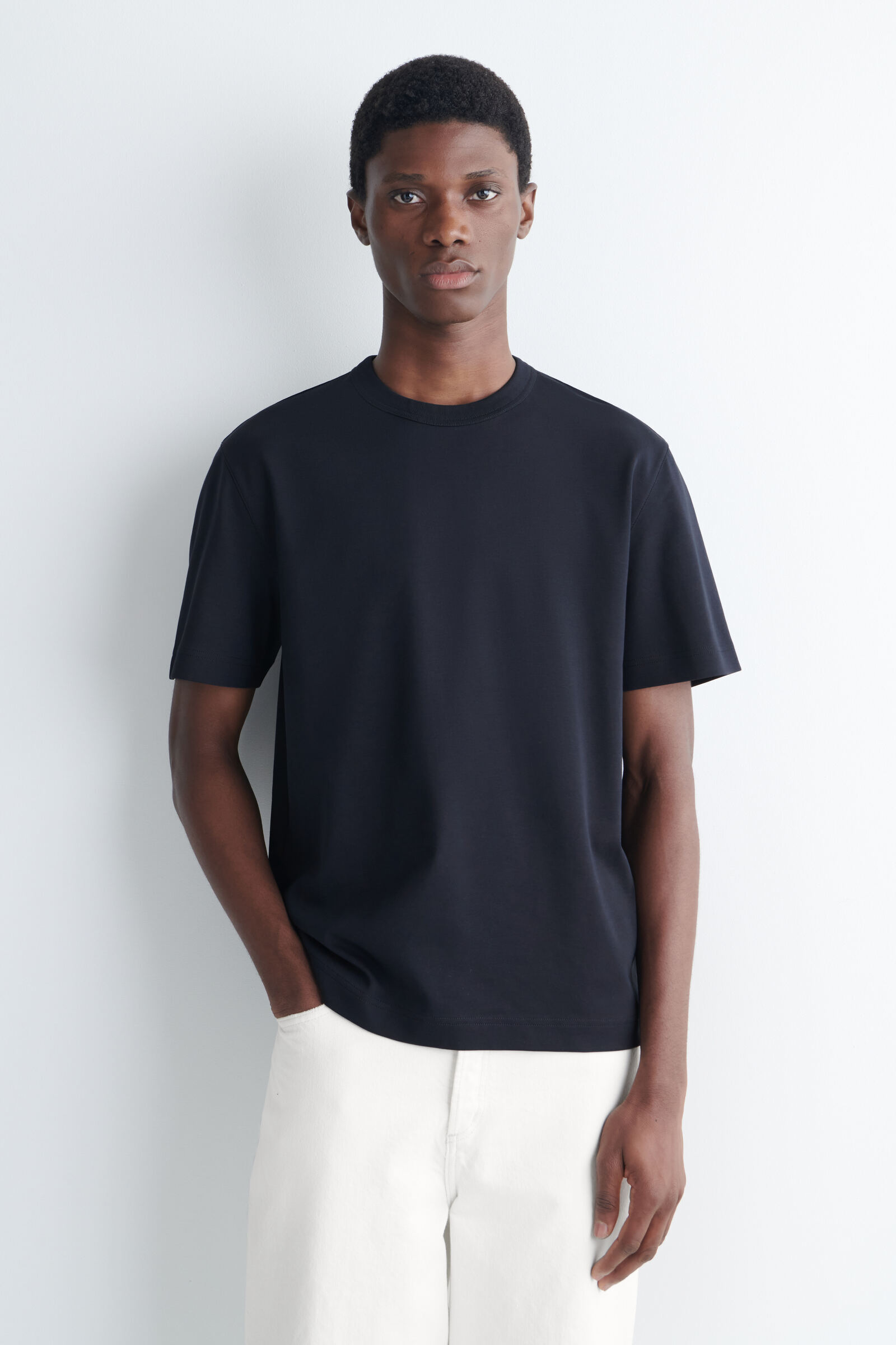 INTERLOCK COTTON CREW-NECK T-SHIRTNAVY