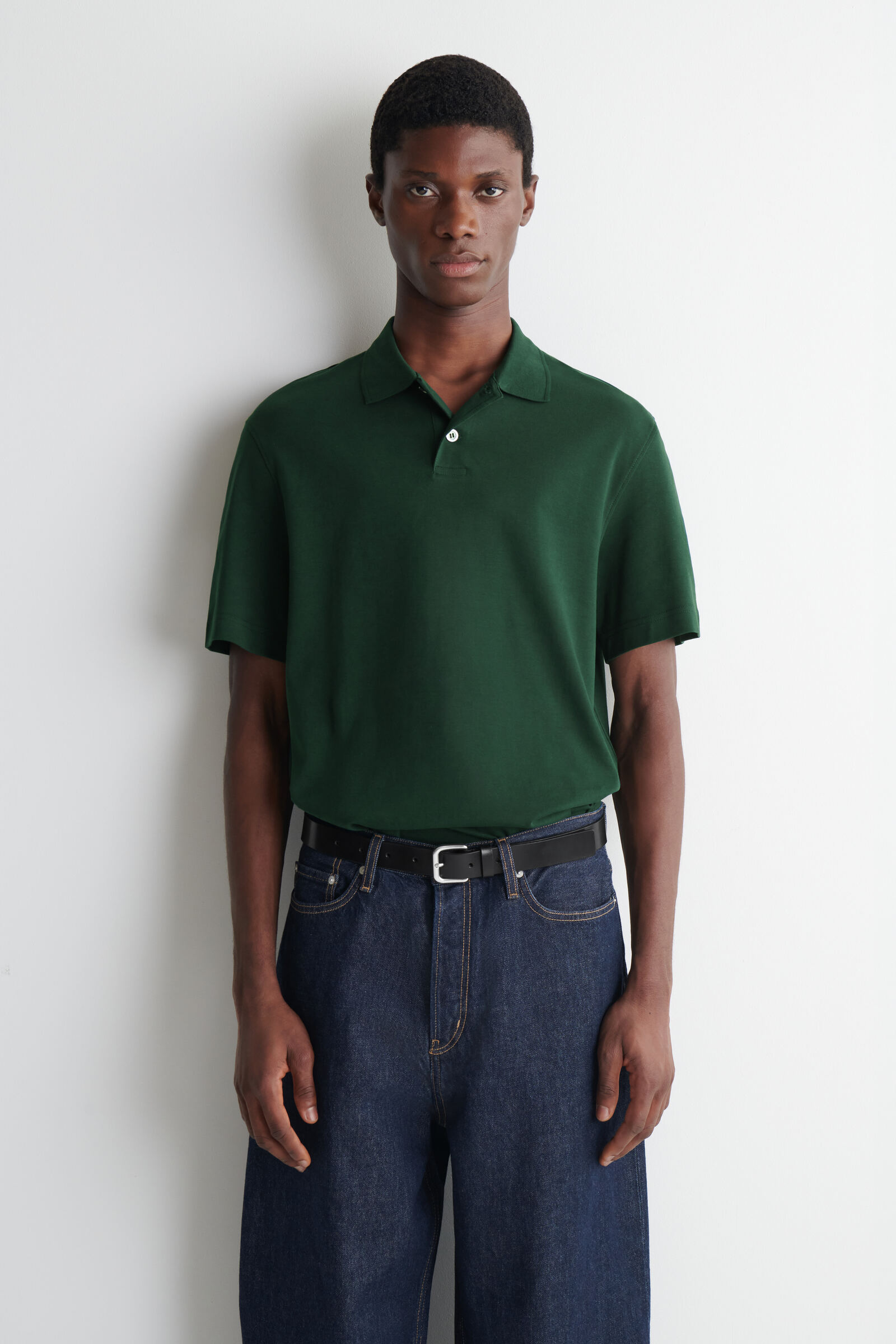 INTERLOCK COTTON POLO SHIRTDARK GREEN