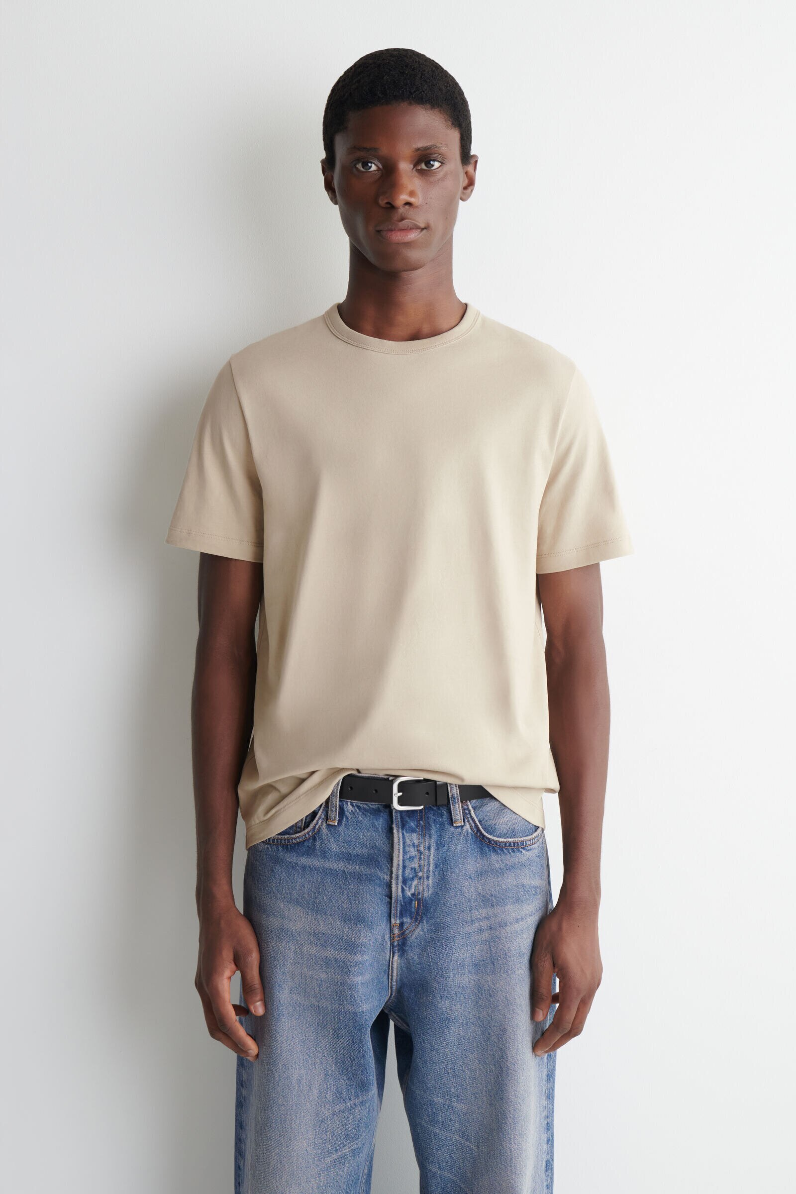 BRUSHED-COTTON T-SHIRTBEIGE