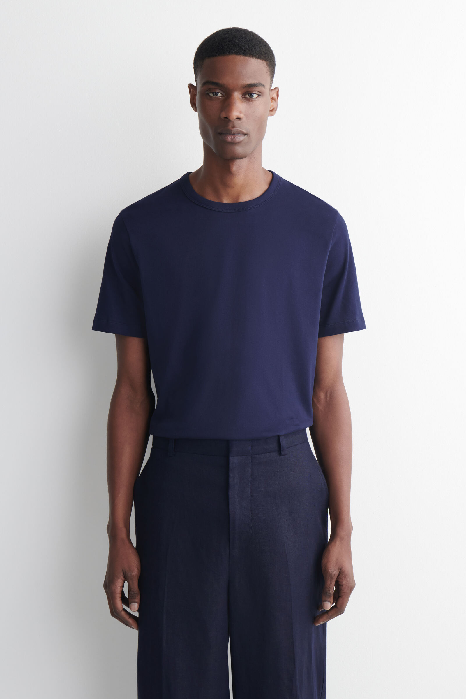 BRUSHED-COTTON T-SHIRTDARK BLUE