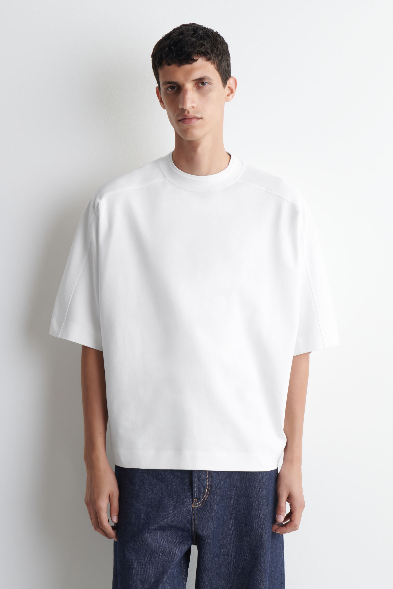 OVERSIZED INTERLOCK COTTON T-SHIRTWHITE