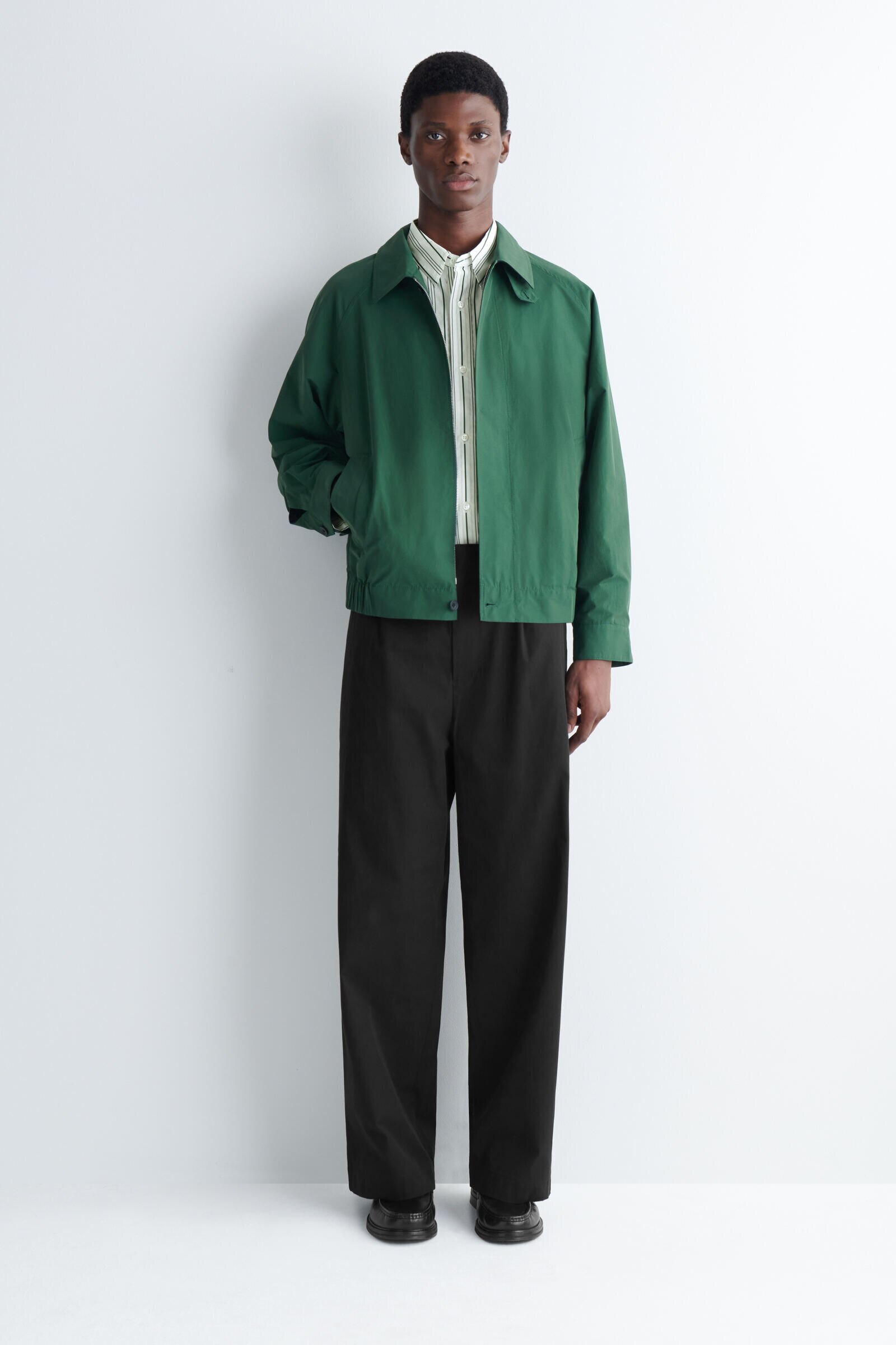 COTTON-NYLON HARRINGTON JACKETGREEN