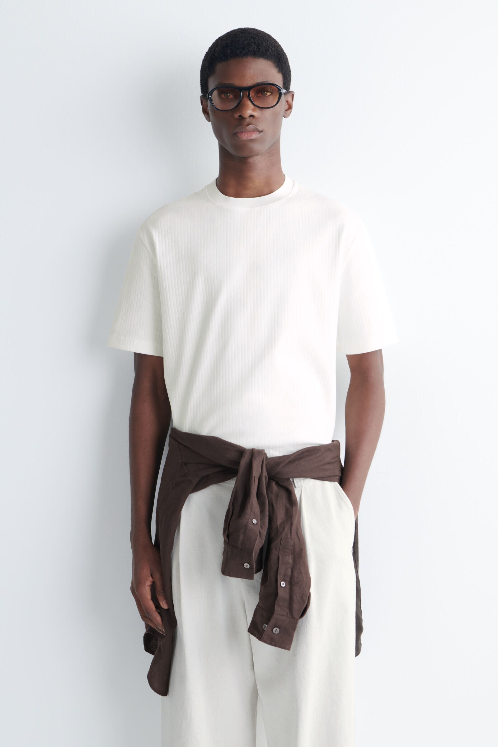 RIBBED JERSEY T-SHIRTWHITE