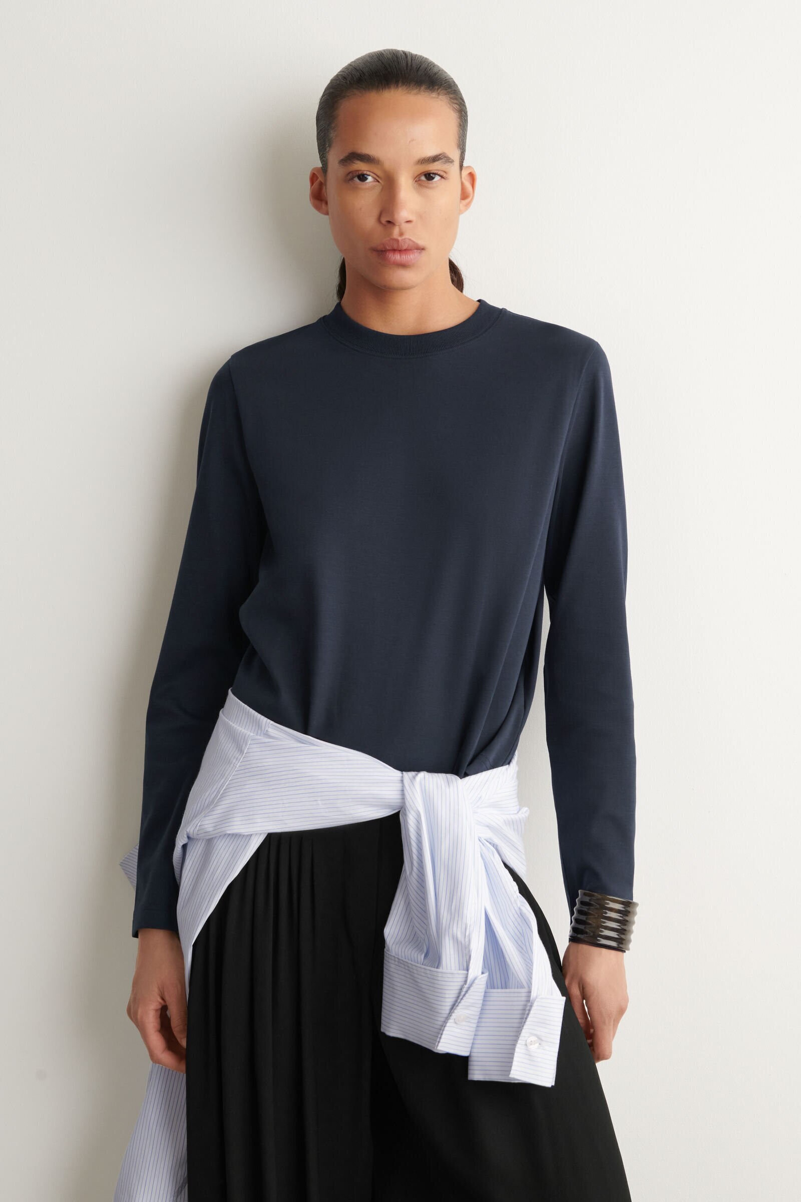 CLEAN CUT LONG-SLEEVED T-SHIRTNAVY