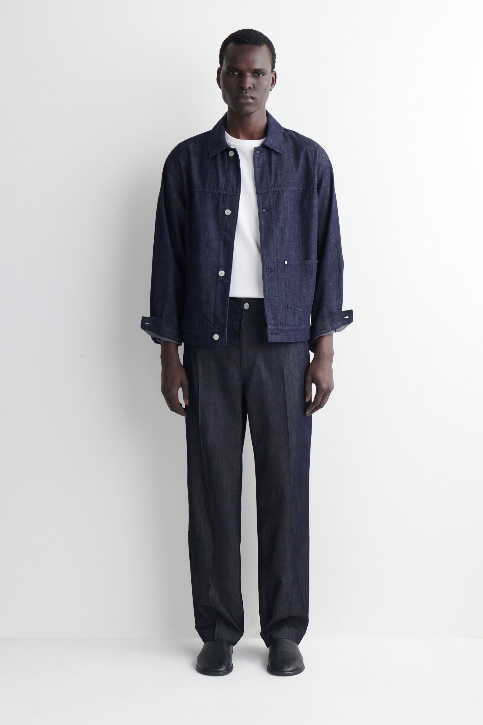 RAW DENIM REGULAR-FIT STRAIGHT-LEG TROUSERSINDIGO