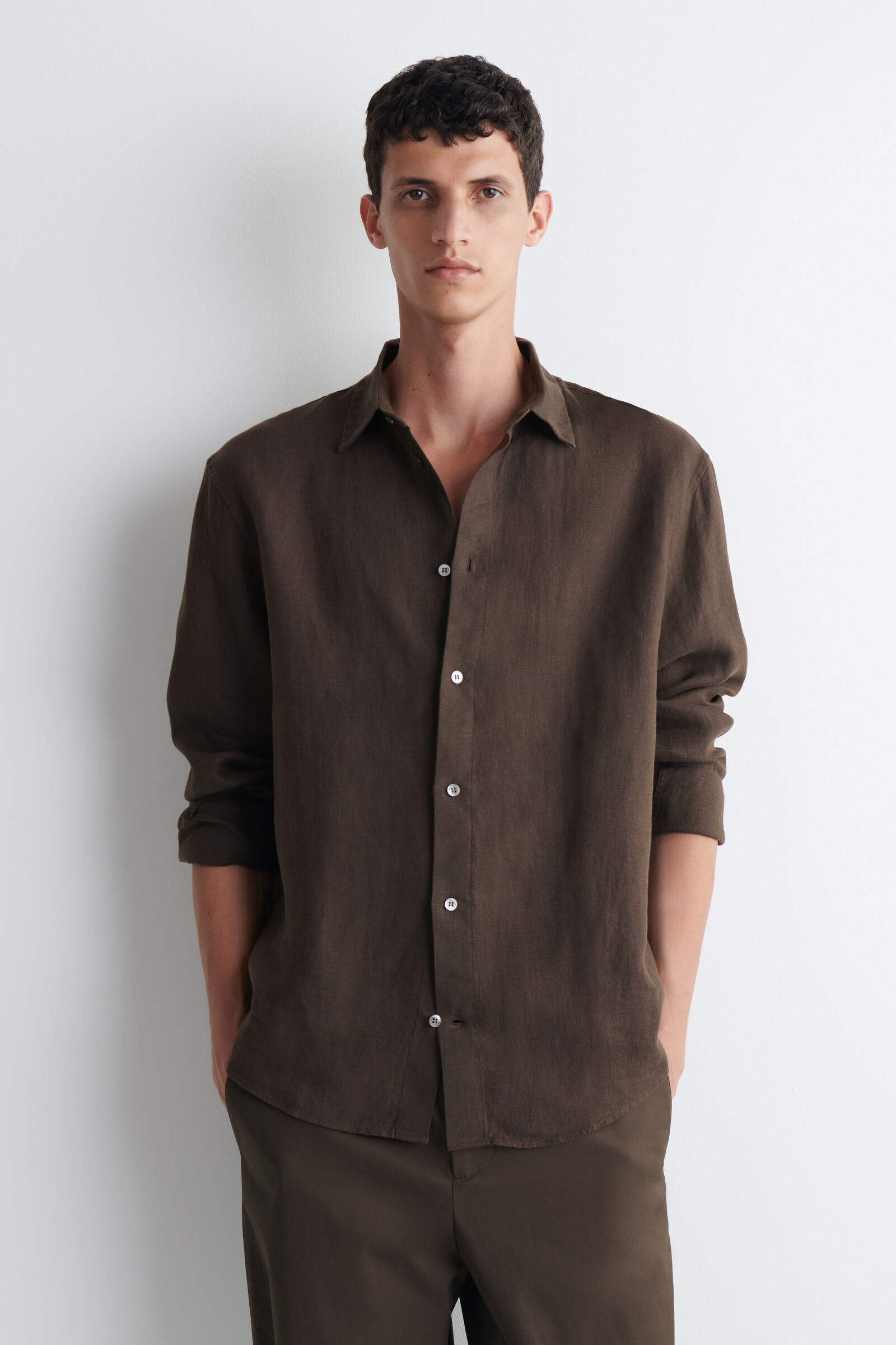 RELAXED LINEN SHIRTBROWN