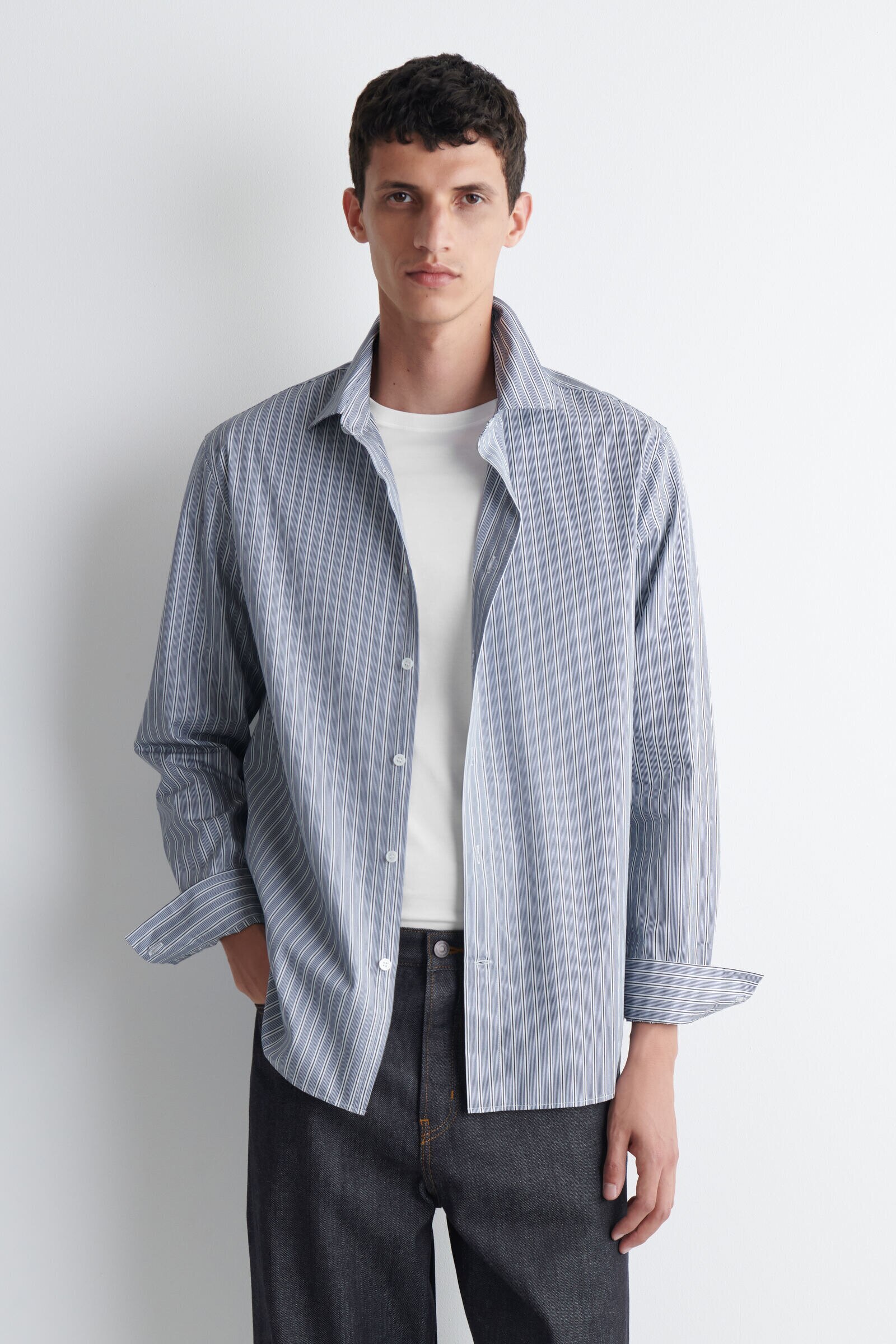 RELAXED STRIPED COTTON SHIRTBLUE / STRIPED