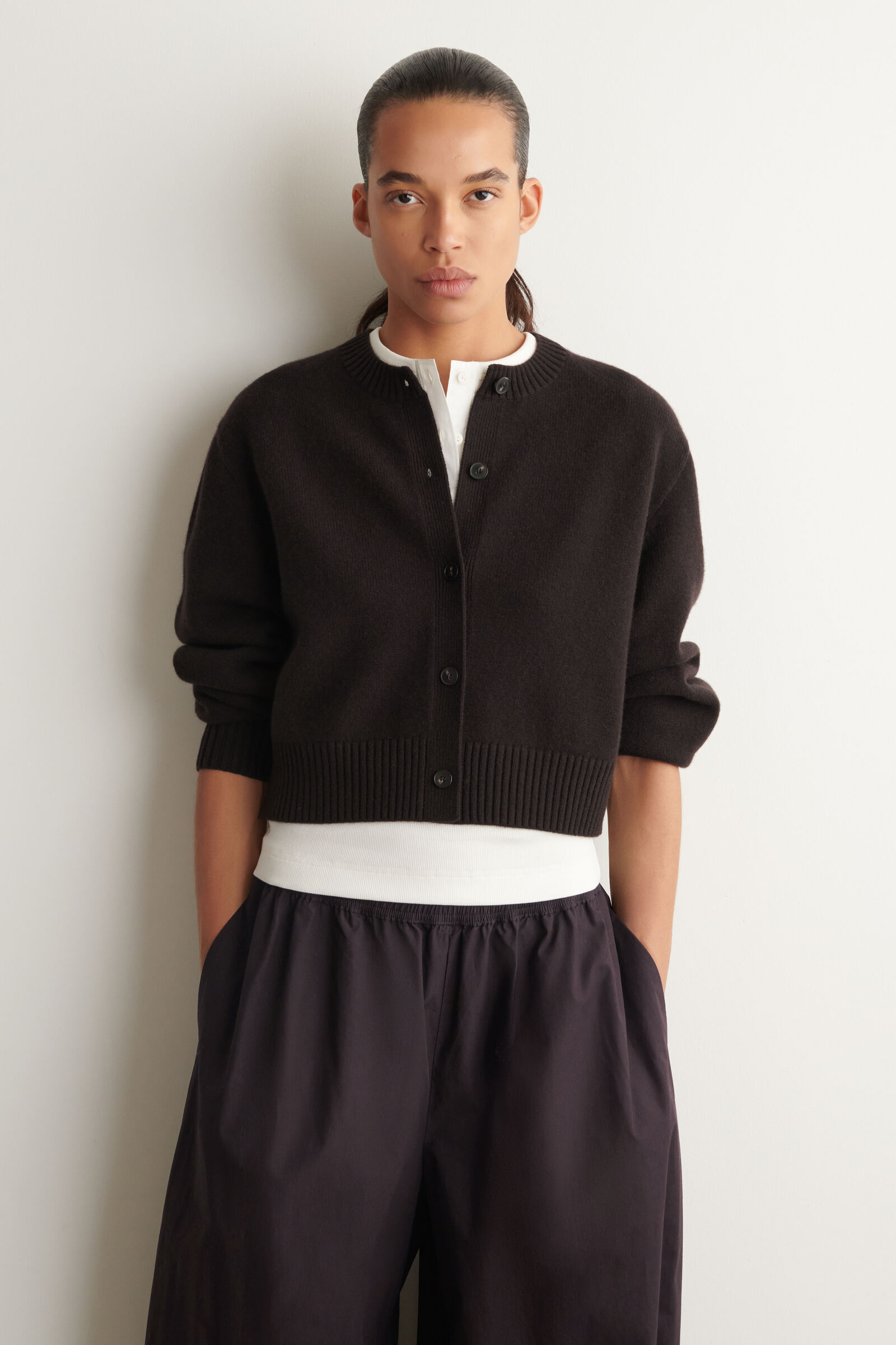 MERINO WOOL CARDIGANBROWN
