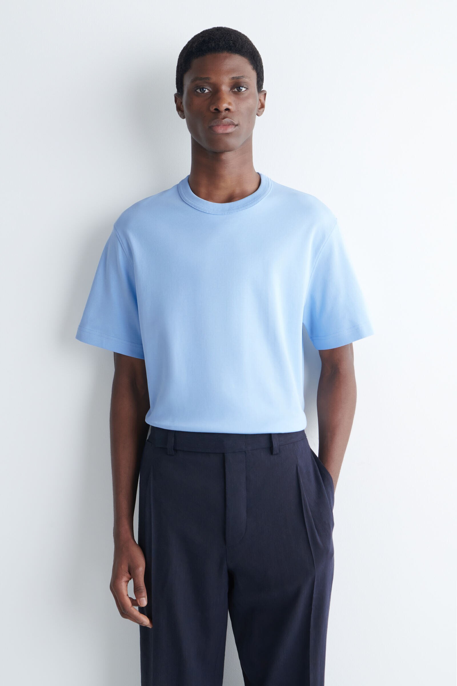 INTERLOCK COTTON CREW-NECK T-SHIRTLIGHT BLUE