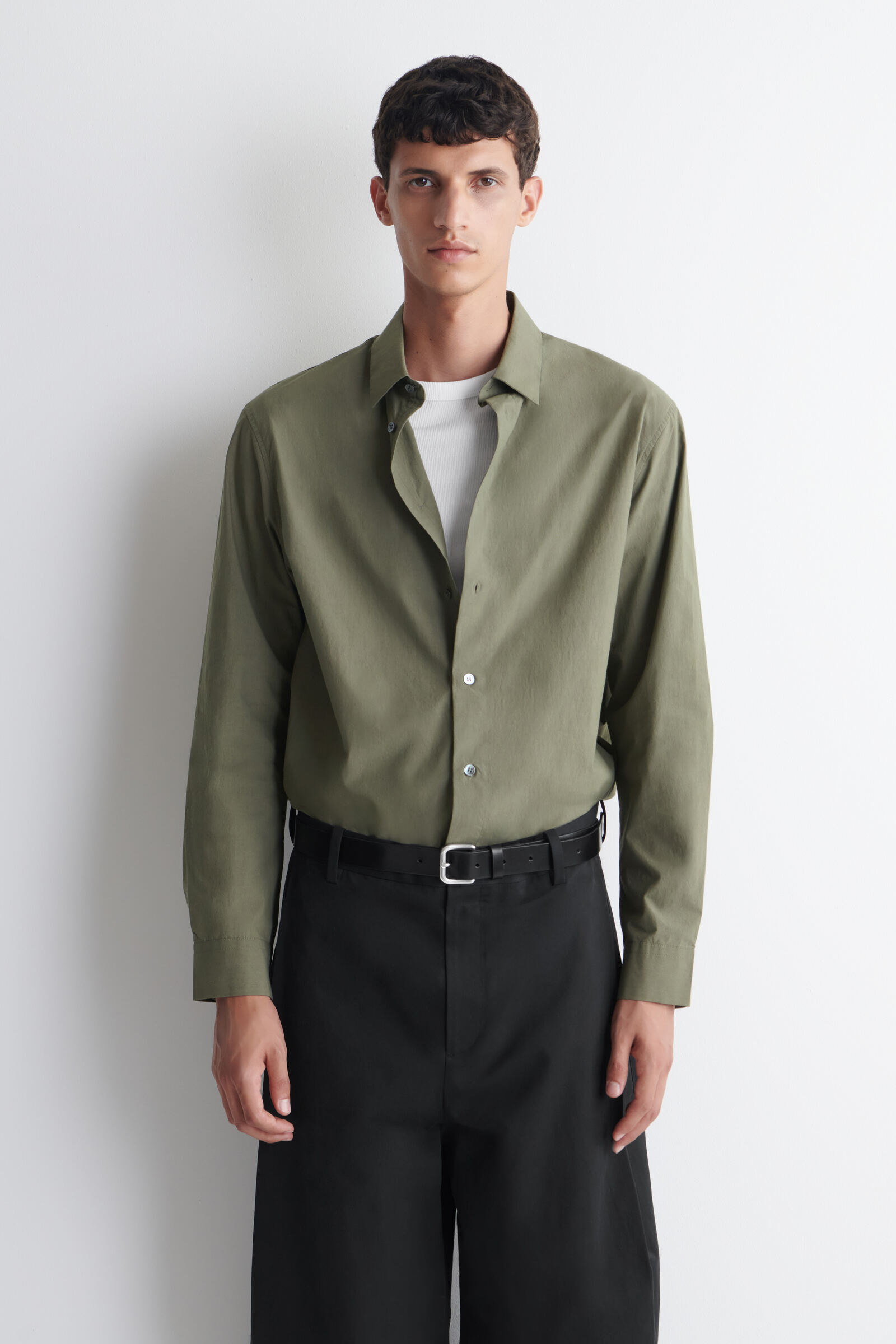 RELAXED PIMA COTTON-POPLIN SHIRTKHAKI