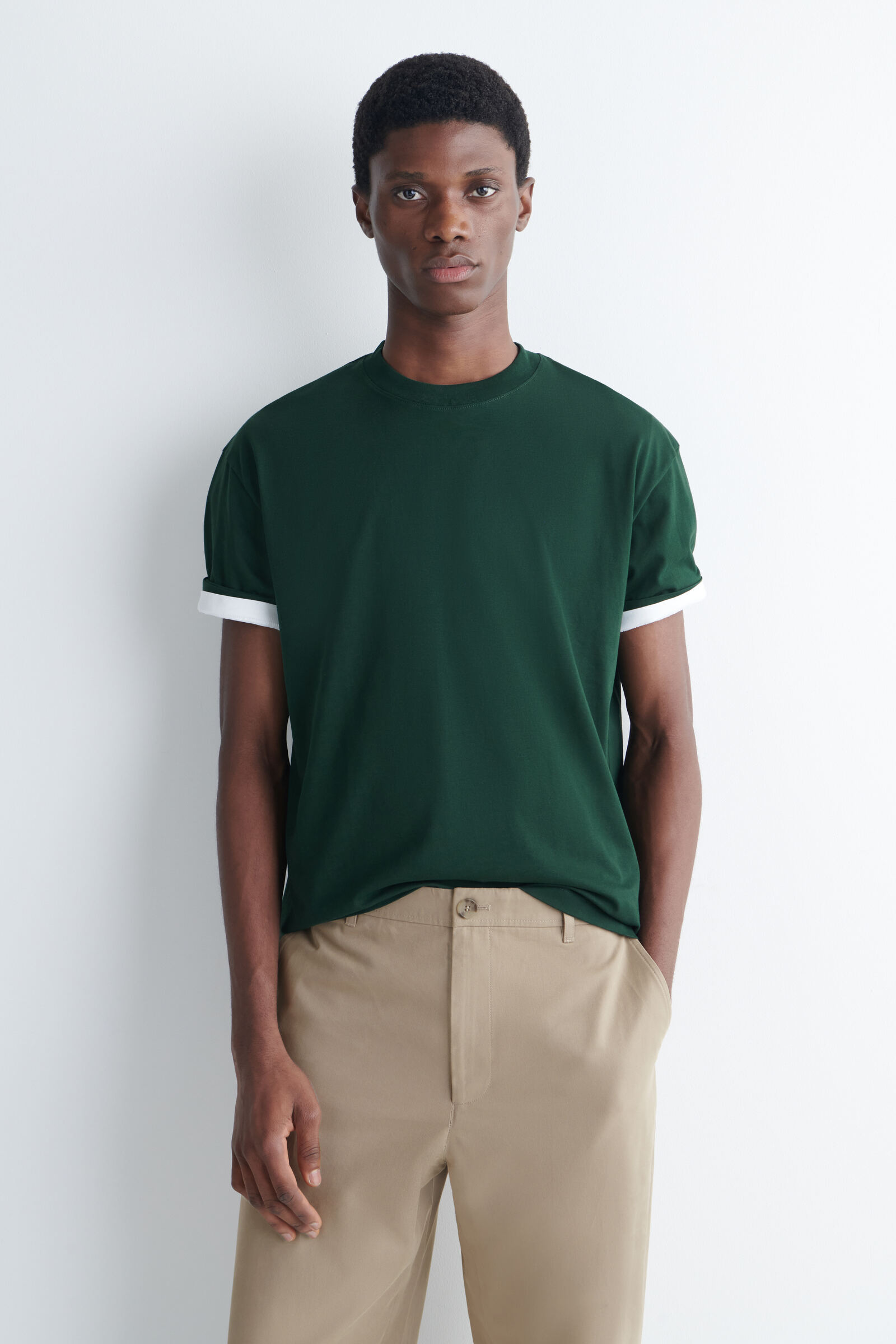RELAXED LIGHTWEIGHT COTTON T-SHIRTDARK GREEN