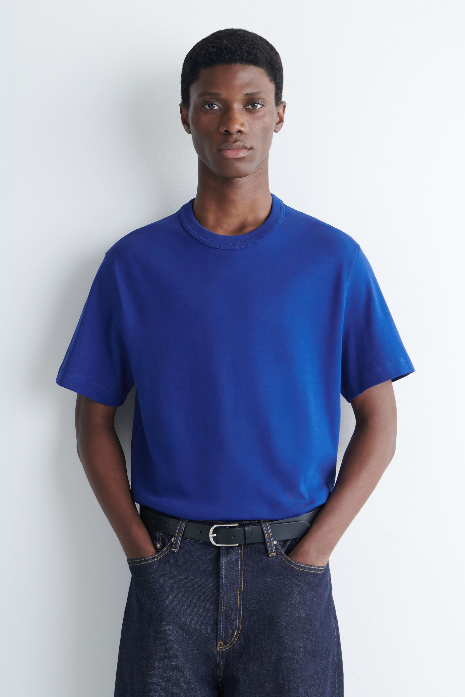 INTERLOCK COTTON CREW-NECK T-SHIRTBRIGHT BLUE