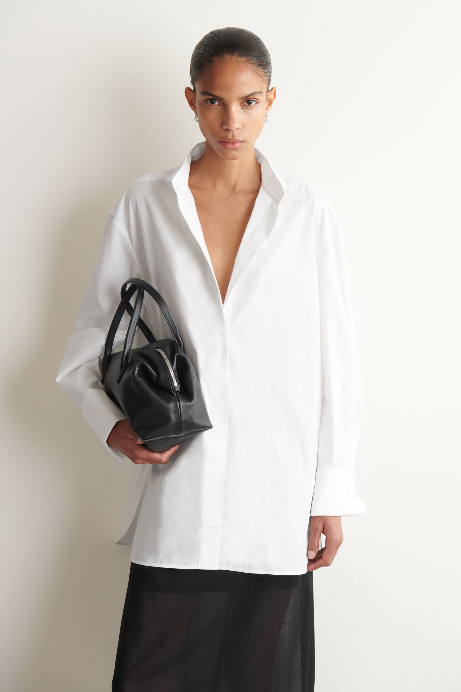 WING-COLLAR COTTON TUXEDO SHIRTWHITE