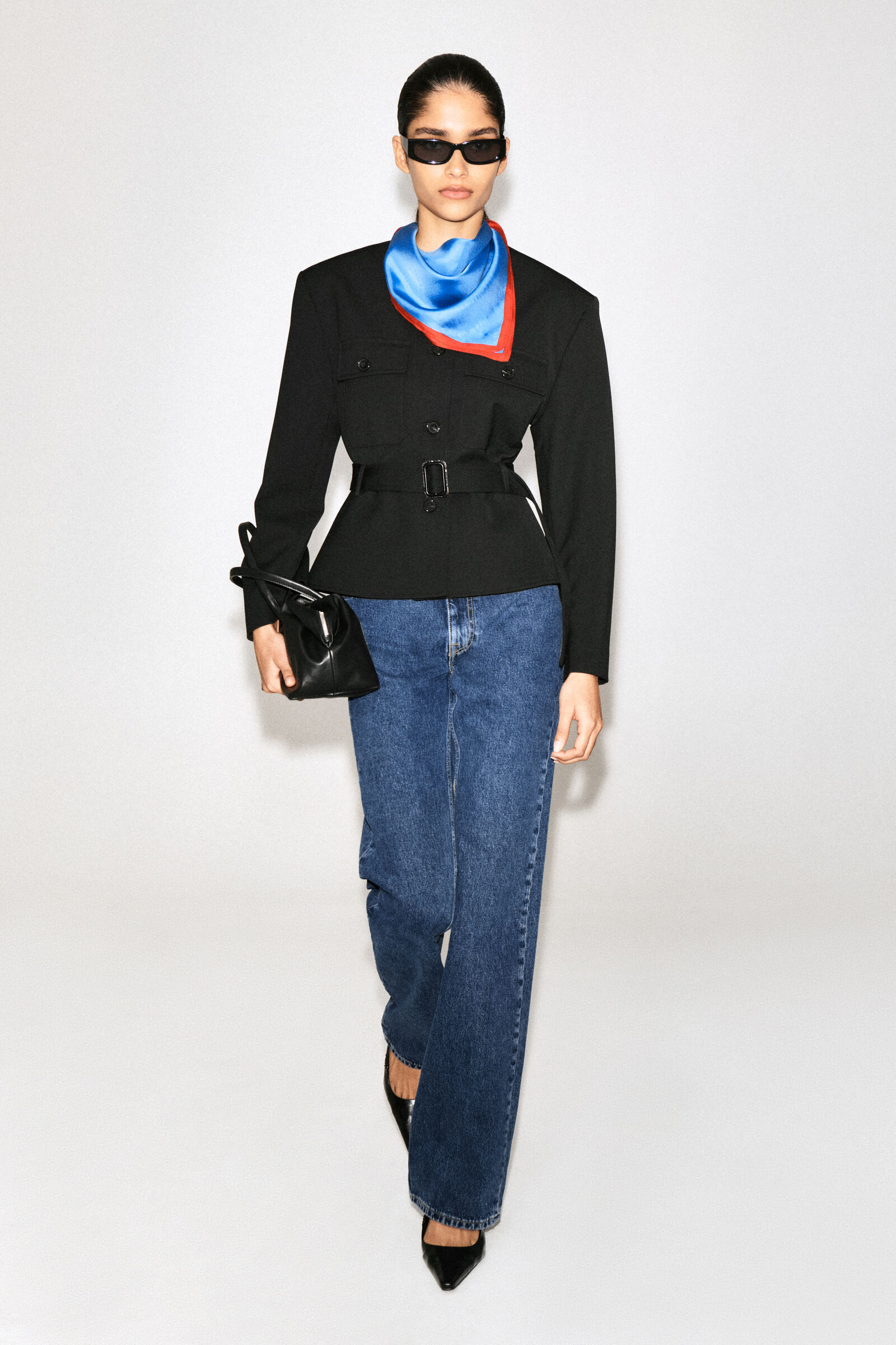 BELTED PEPLUM JACKETBLACK