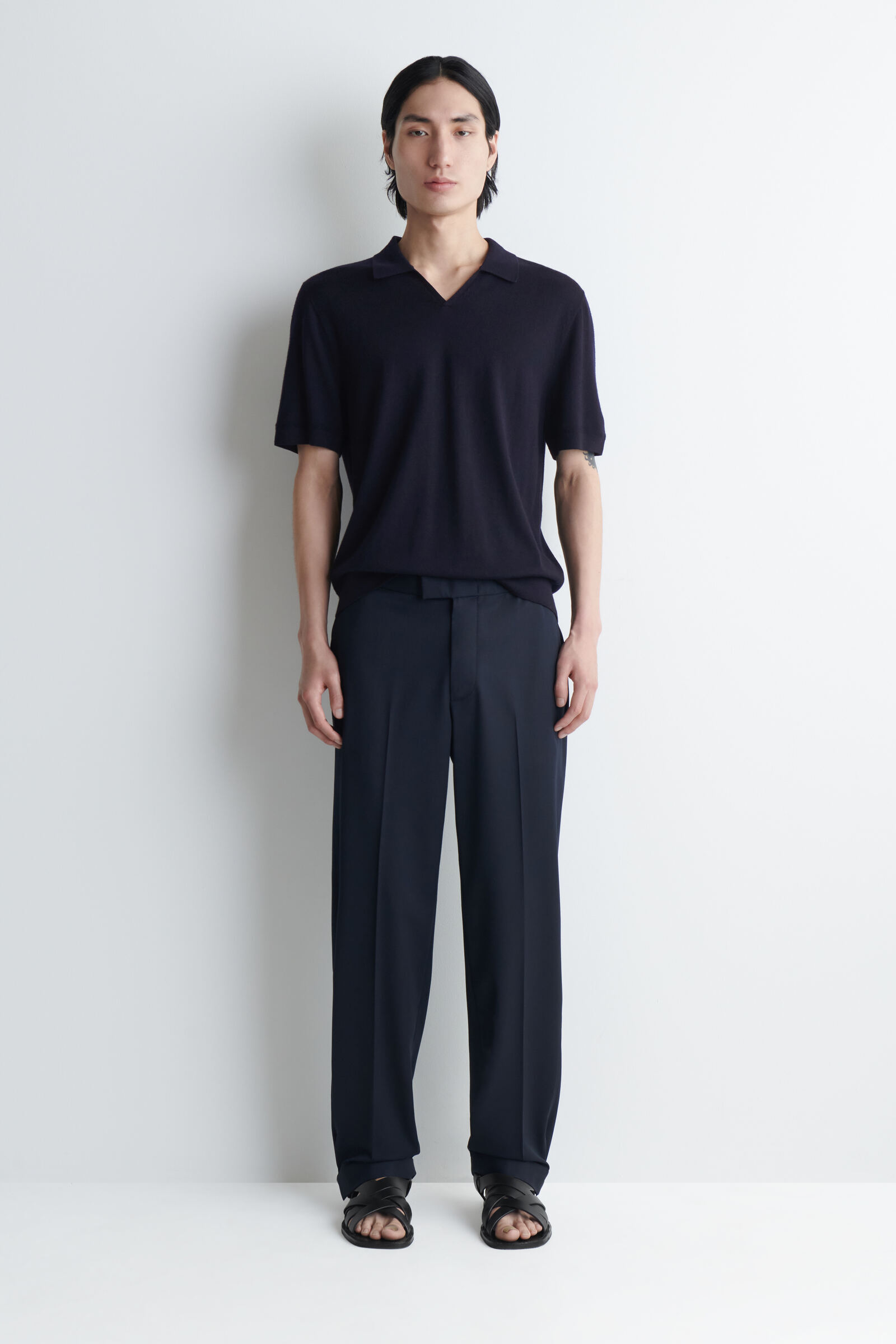 CREASE-RESISTANT REGULAR-FIT STRAIGHT-LEG TROUSERSNAVY