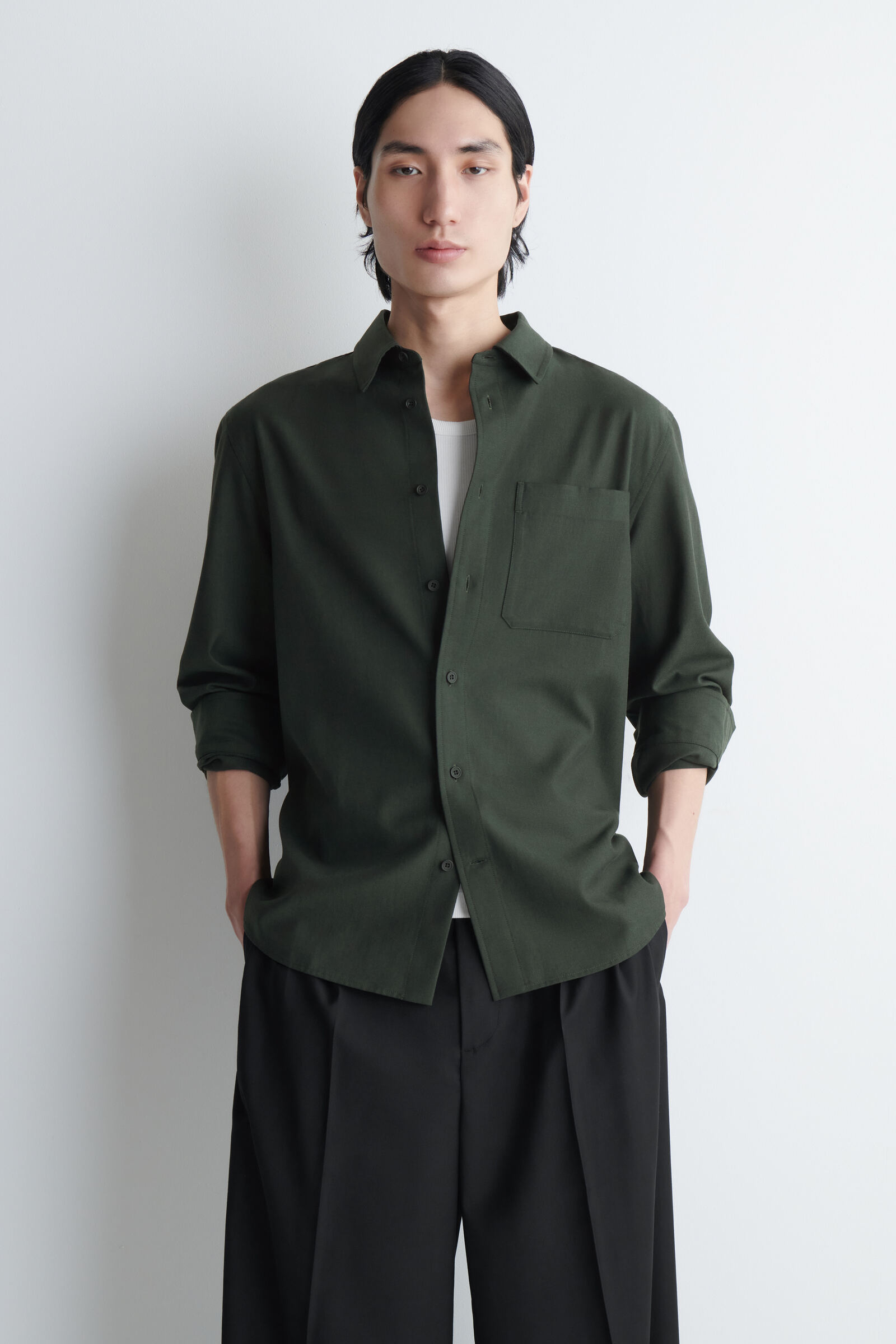 RELAXED TWILL SHIRTDARK GREEN