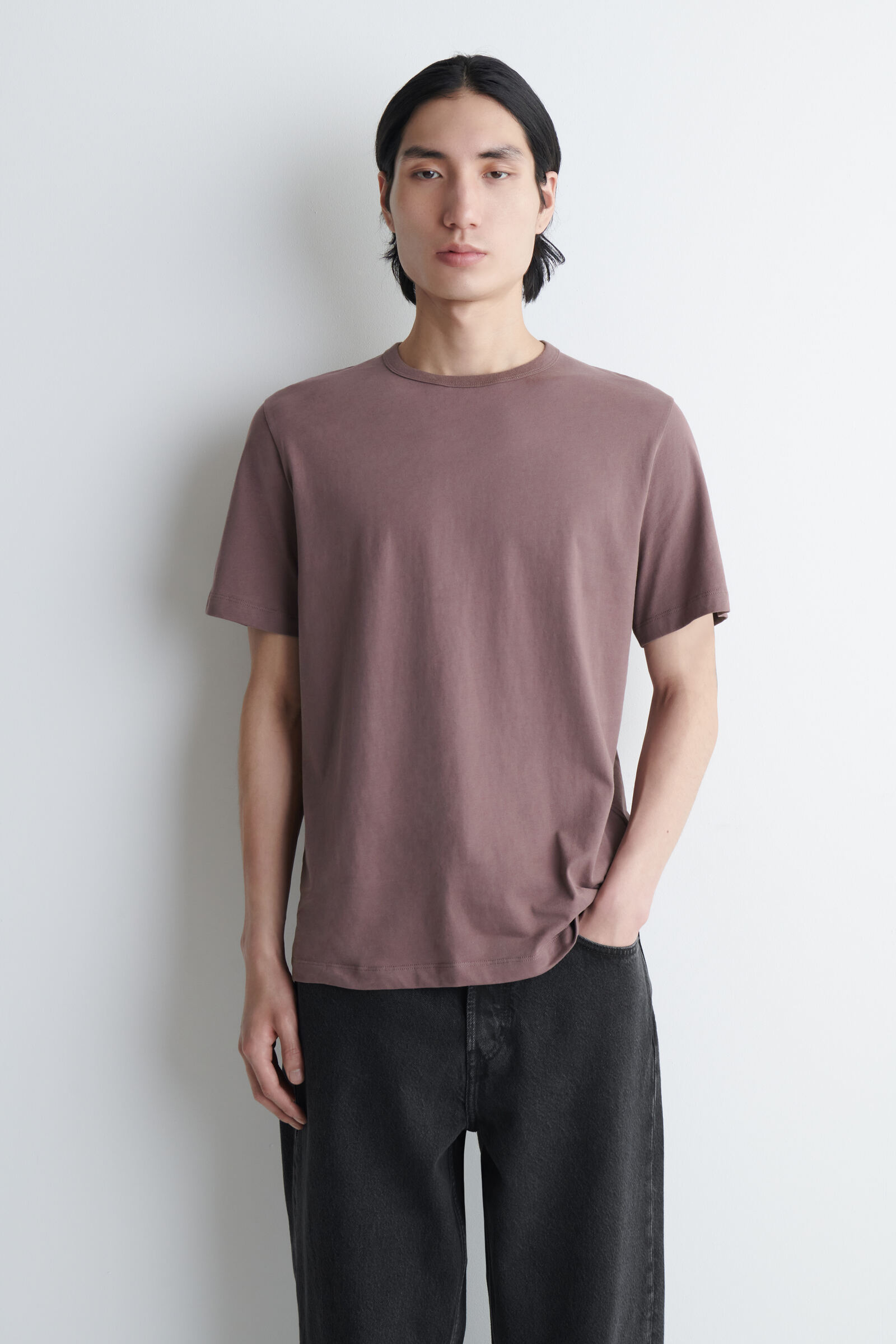 BRUSHED-COTTON T-SHIRTCLAY RED
