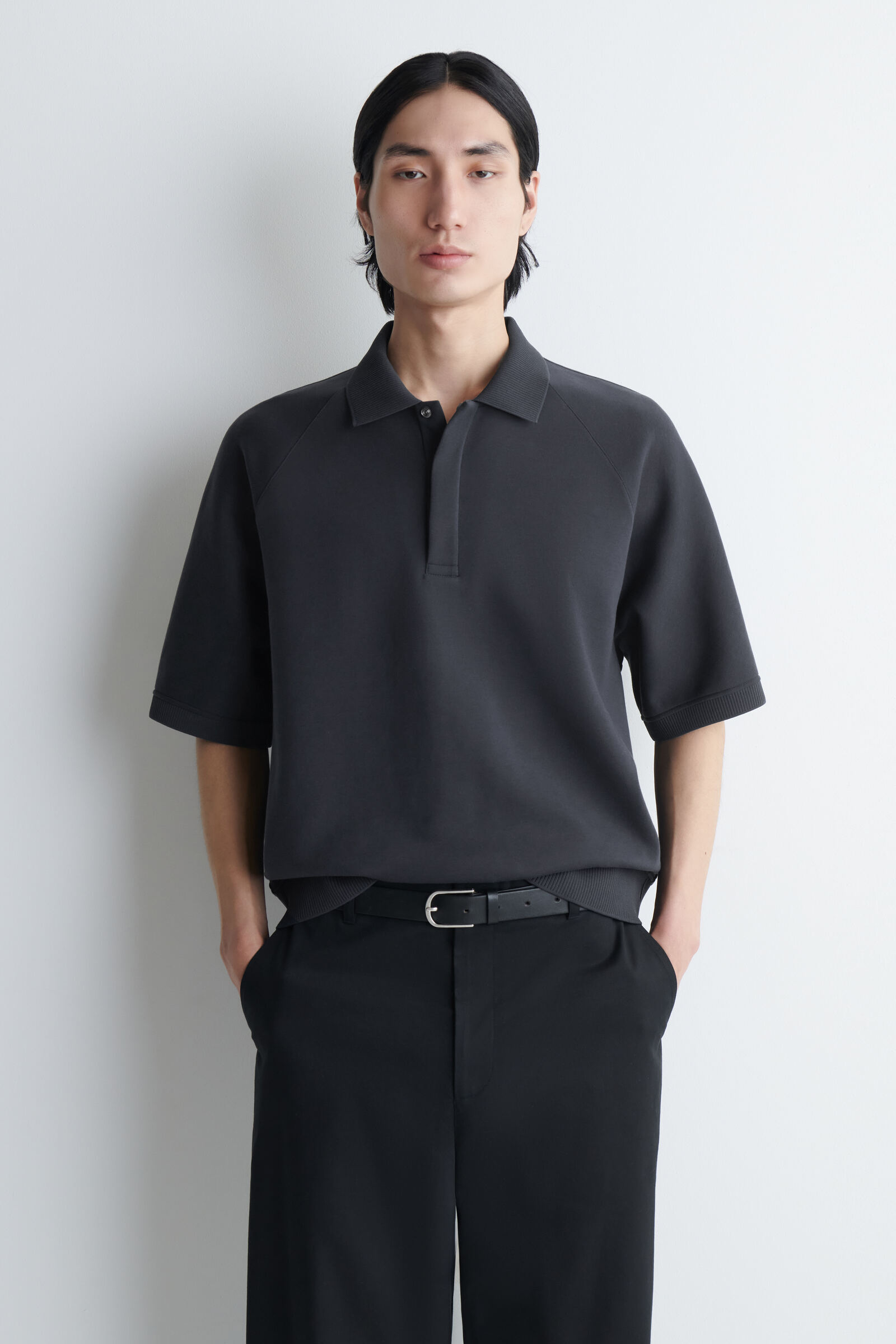 SCUBA-JERSEY POLO SHIRTNAVY