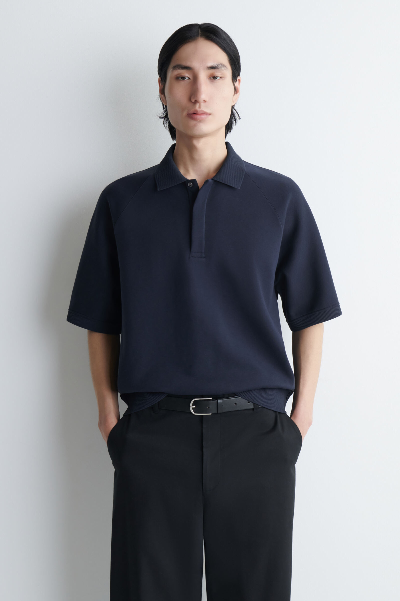 SCUBA-JERSEY POLO SHIRTNAVY