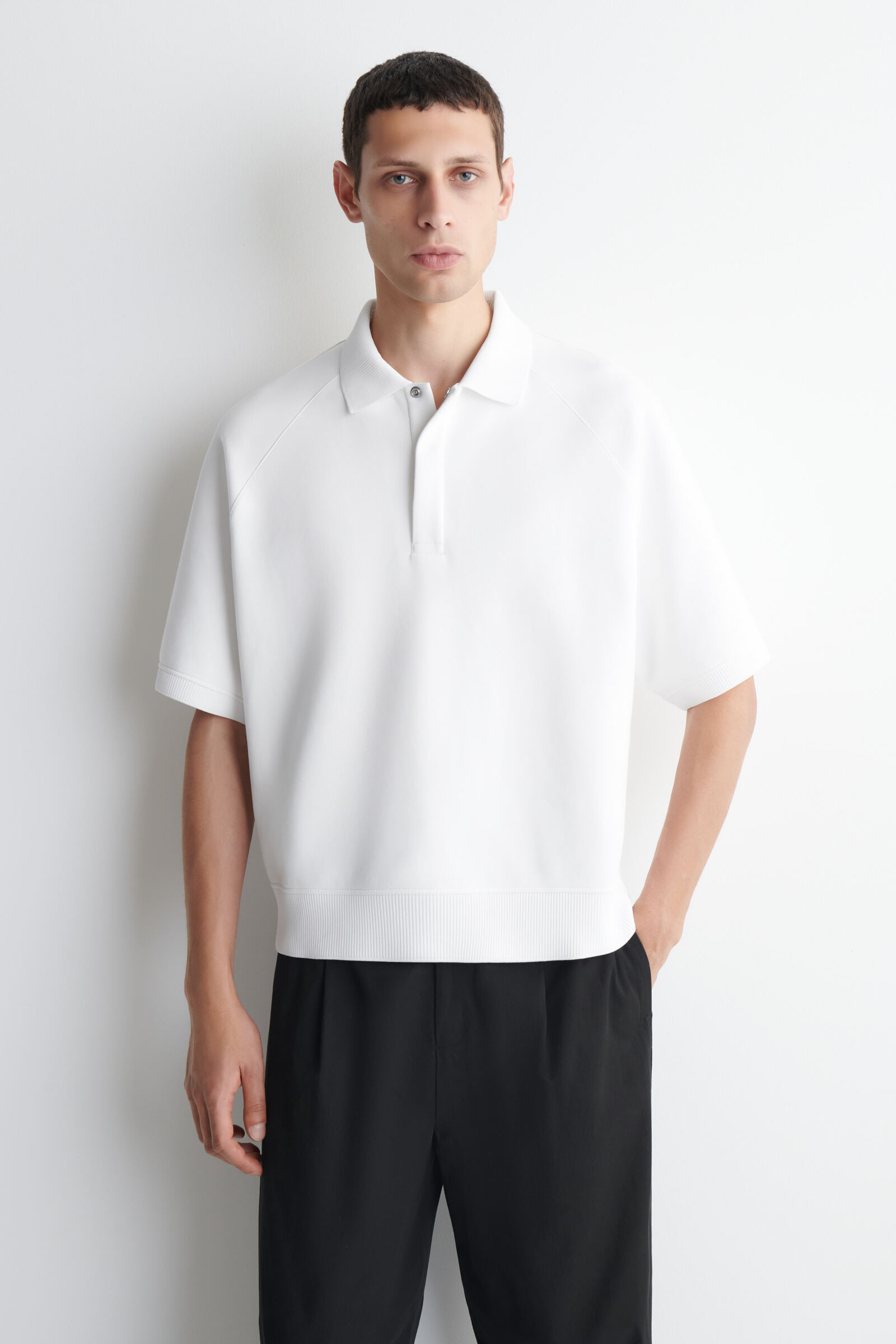 SCUBA-JERSEY POLO SHIRTWHITE
