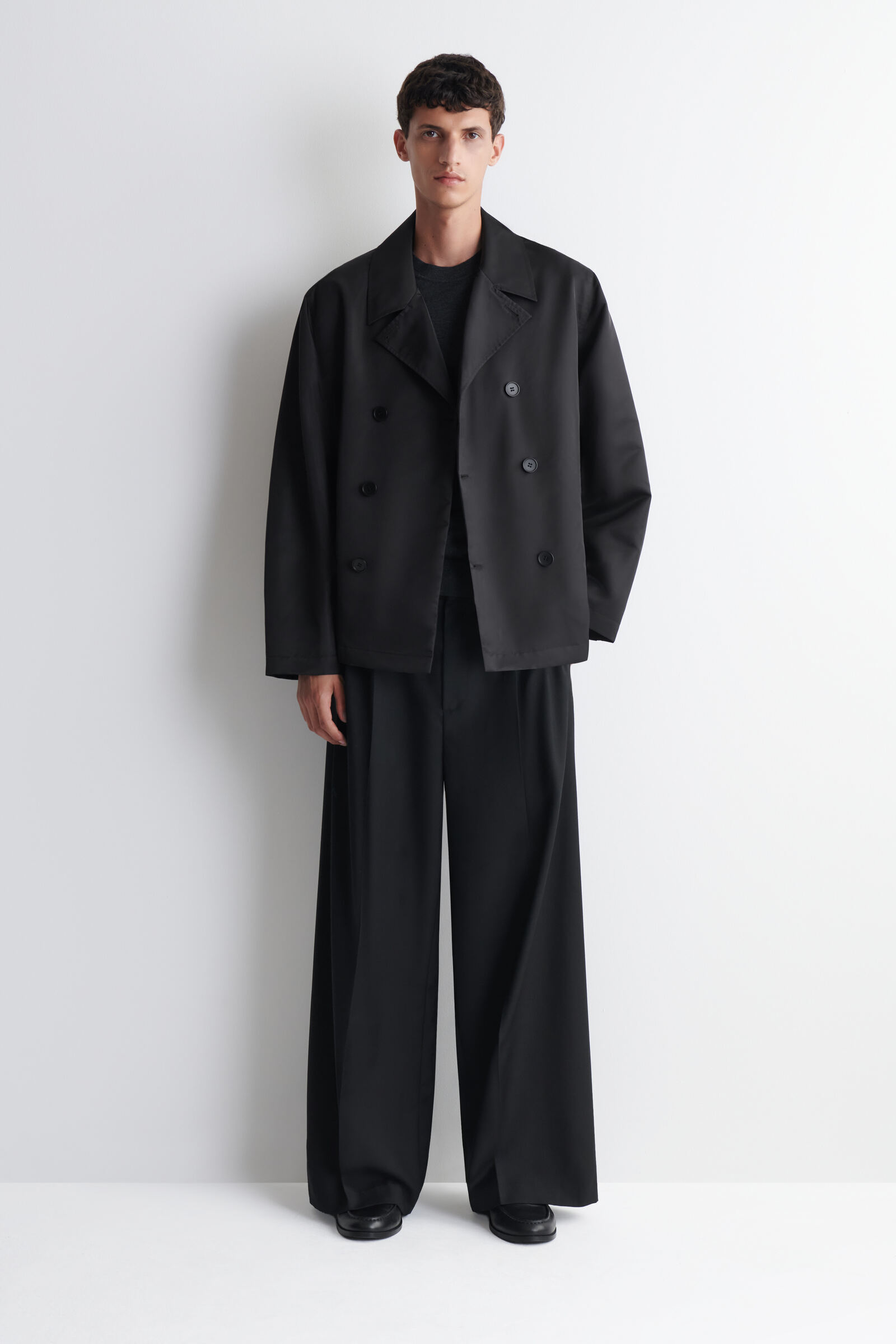 TECHNICAL NYLON SHORT TRENCH JACKETDARK BROWN