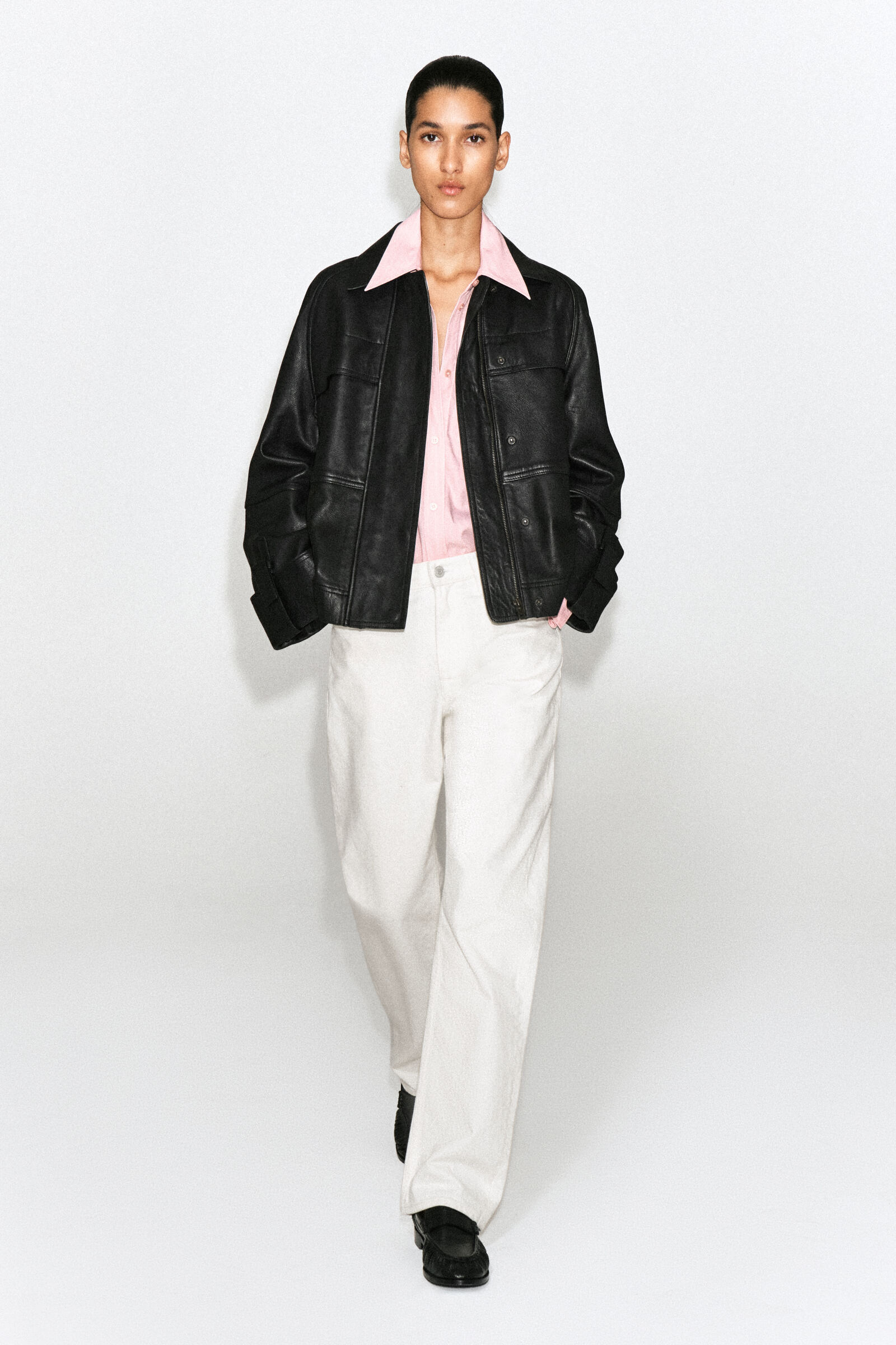 LEATHER WORKWEAR JACKETBLACK